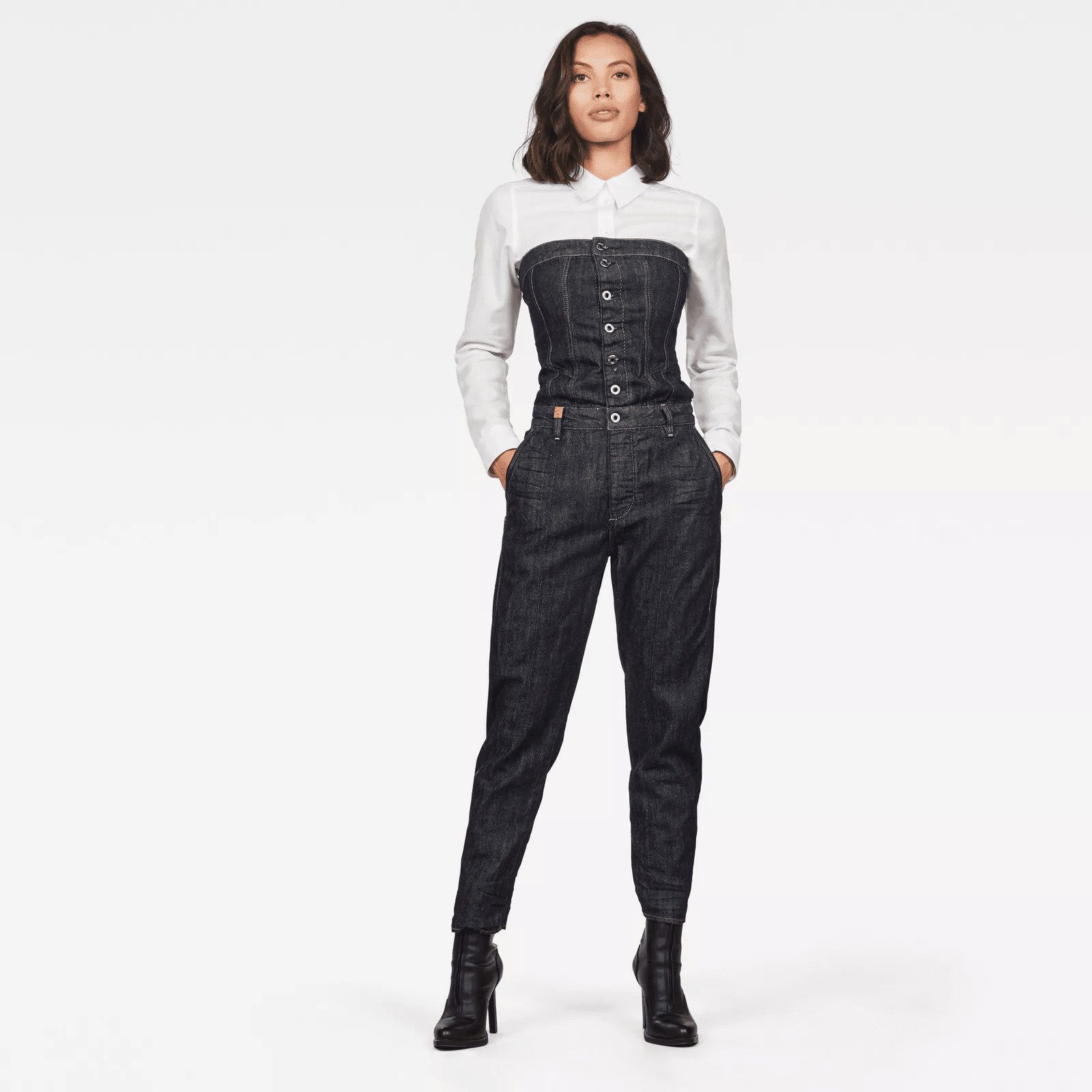 G-STAR Jumpsuit Damen 30YR Gem Suit Womens Rinsed Denim Blau Overall Größe: S (1-tlg) Stretch-Denim