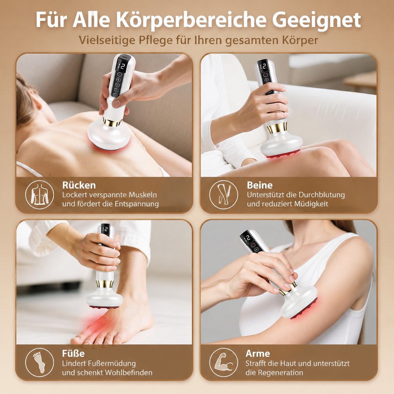 Toomoke Massagegerät 2 in 1 Gua Sha Schröpfgerät mit Heizfunktion,12-STUFIGE SAUGKRAFT, für Bauch, Beine,Arme & Po, Elektrisches Handmassagegerät,12-stufige Rotlicht-Wärme, mit ätherischen Ölen,Anti-Cellulite-Massagegerät