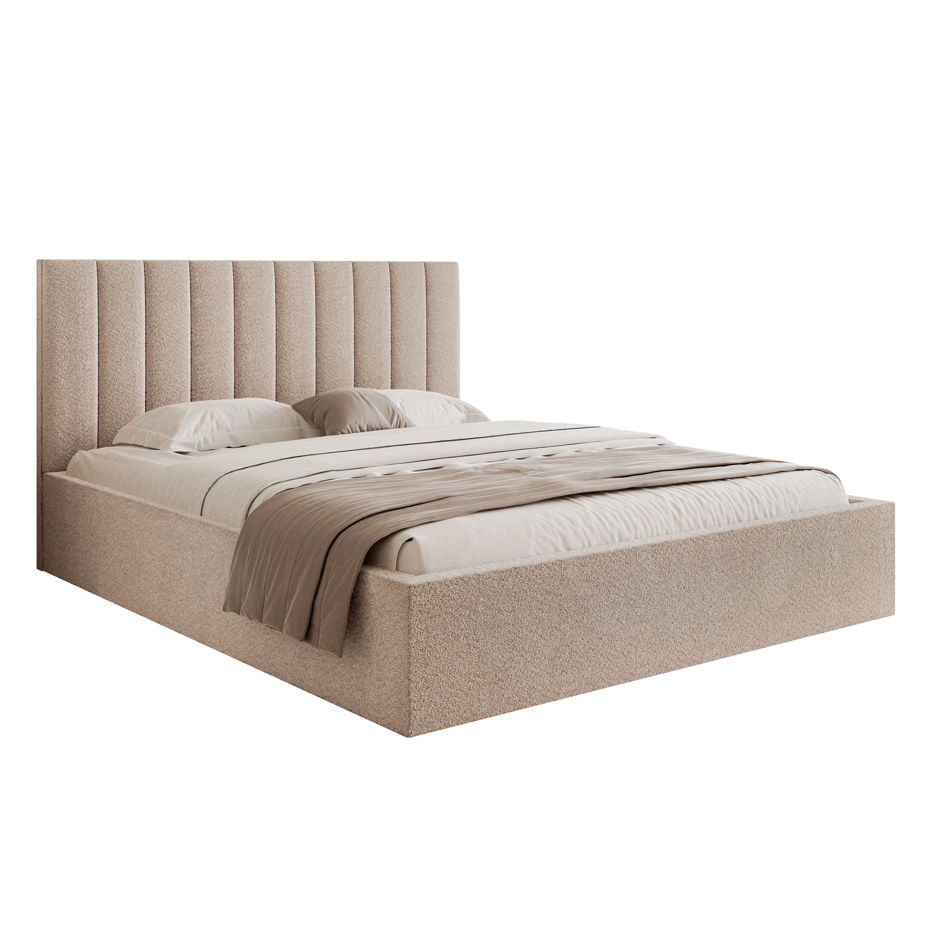 Goldstoff Polsterbett Modernes Bett mit Stauraum günstig online kaufen
