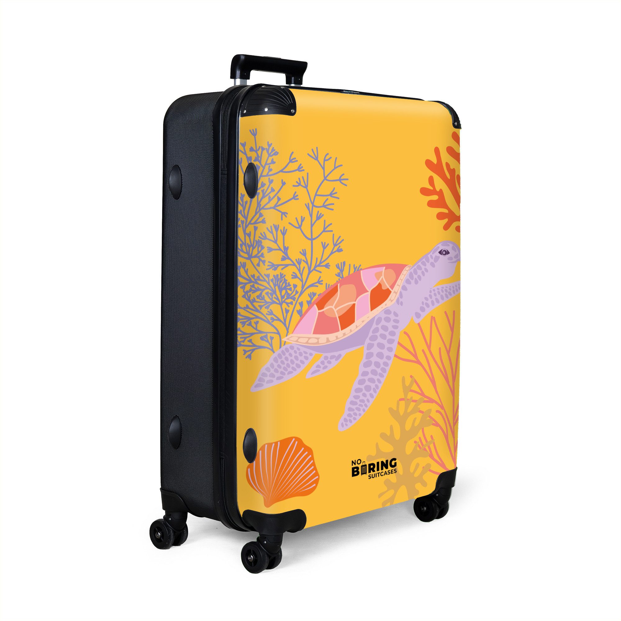 NoBoringSuitcases.com© Hartschalen-Trolley Gelb mit Schildkröte 77 günstig online kaufen