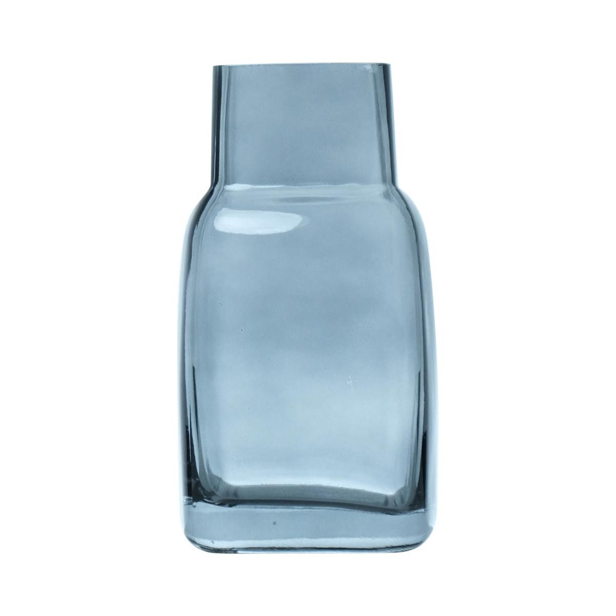 INNA-Glas Dekovase Glas Blumenvase POLGEF, blau-klar, 17,5cm, Ø9,5cm