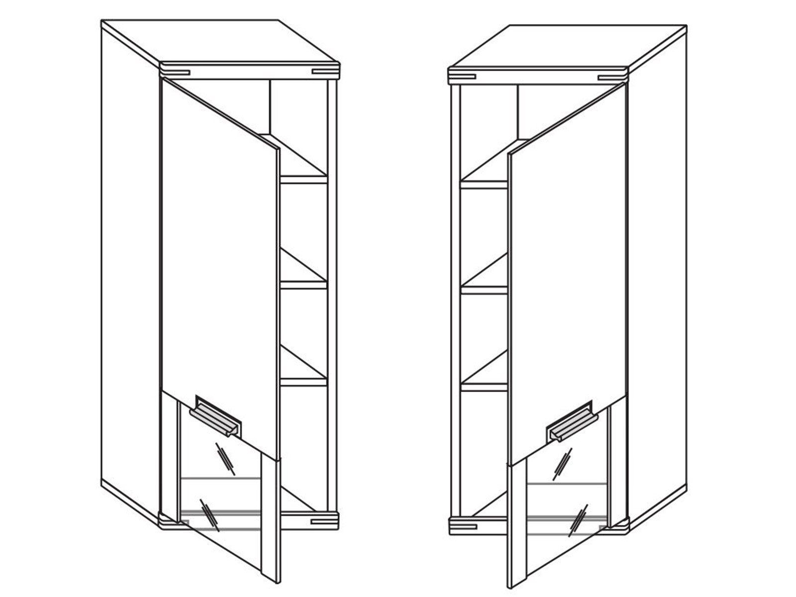 Moderne Hängevitrine, LED-Beleuchtung. Nachbildung, cm, aus Spanplatte aus 1 Wildeiche inkl. Höhe Wildeiche Glas-/Holztür, Bianco cm Bakersfield Hängevitrine cm, Massivholz 1 Tiefe möbelando in 2 in Front und 40 Konstruktionsboden Bianco, Breite Korpus Einlegeböden, 37 mit 123