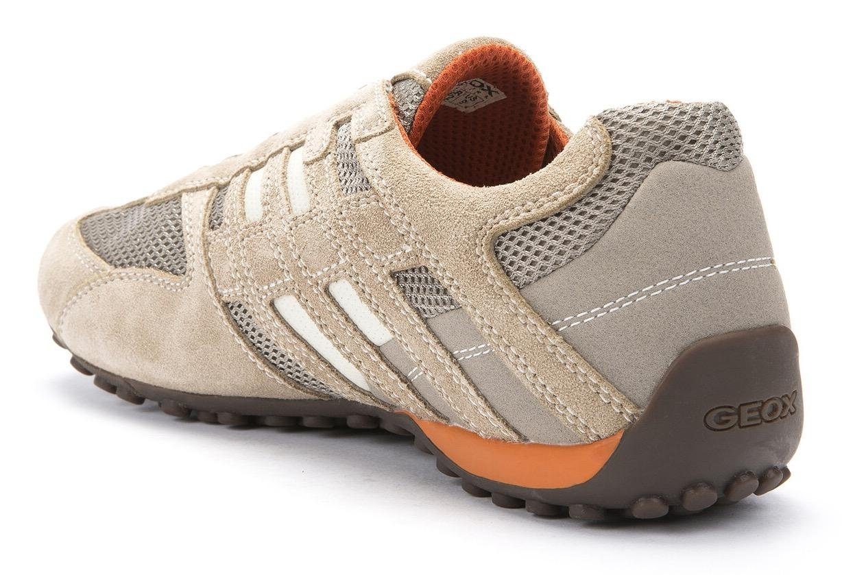 Slip-On UOMO Membrane und Geox Ziernähten modischen Sneaker beige-orange Spezial Geox mit SNAKE mit