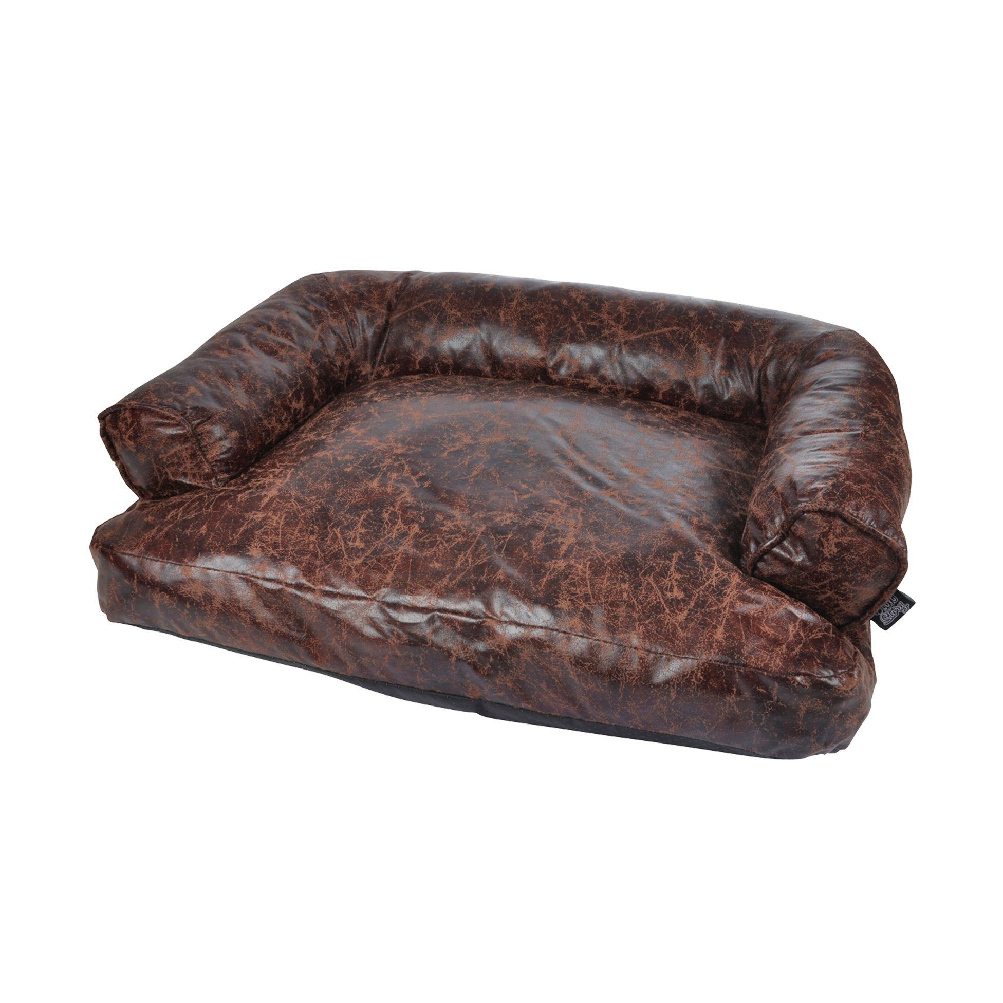 dynamic24 Hundematratze, XL Hundesofa Chesterfield 65cm Couch Hundecouch Sofa Hunde Hundebett Schlafplatz Bett braun - Lederoptik