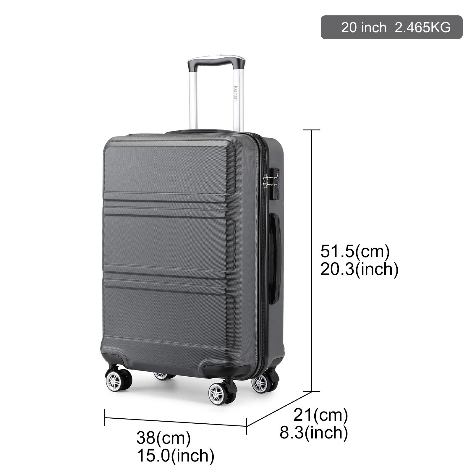 KONO Hartschalen-Trolley mit TSA-Schloss - Reisekoffer günstig online kaufen