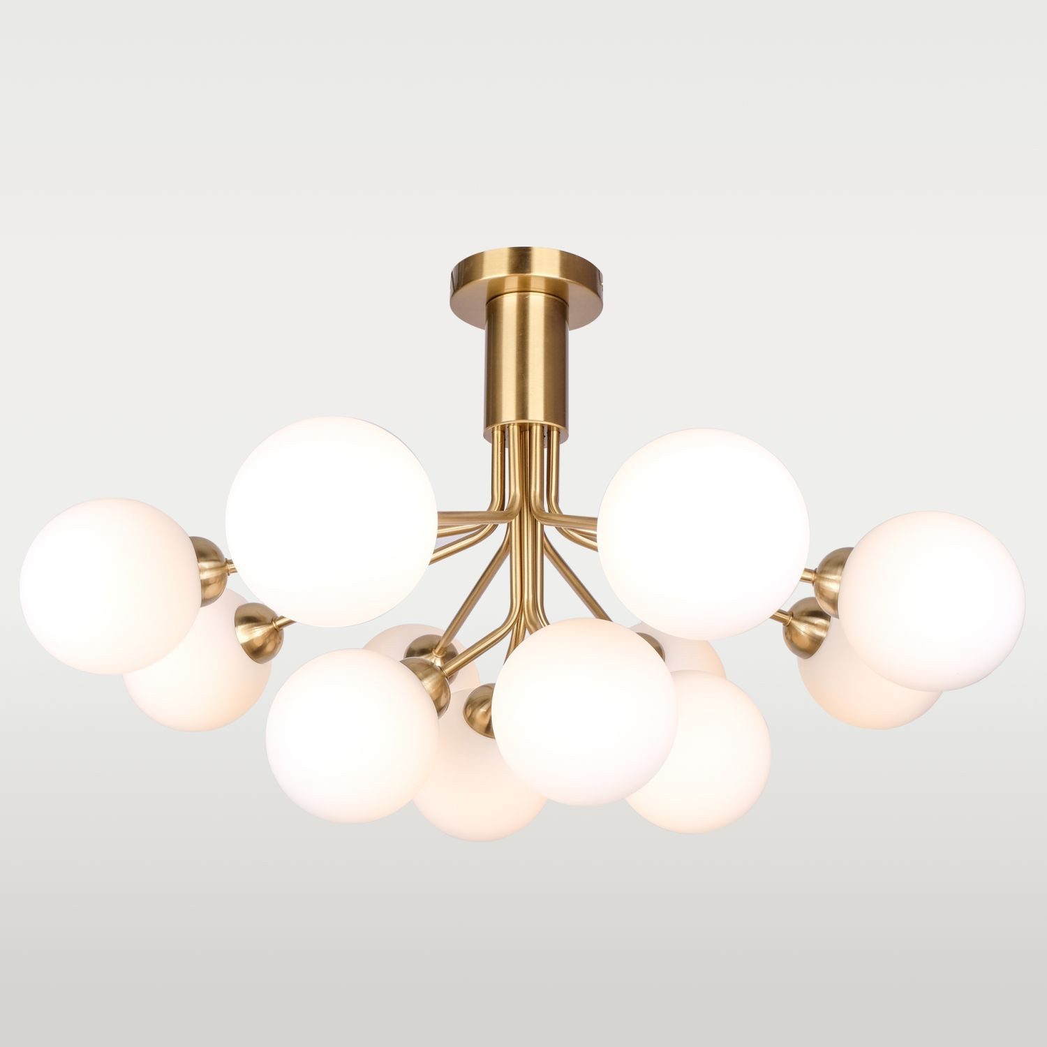 Licht-Erlebnisse Pendelleuchte TALVIK, ohne Leuchtmittel, Glas Metall B: 90 cm H: max. 120 cm verstellbar in Messing Weiß G9