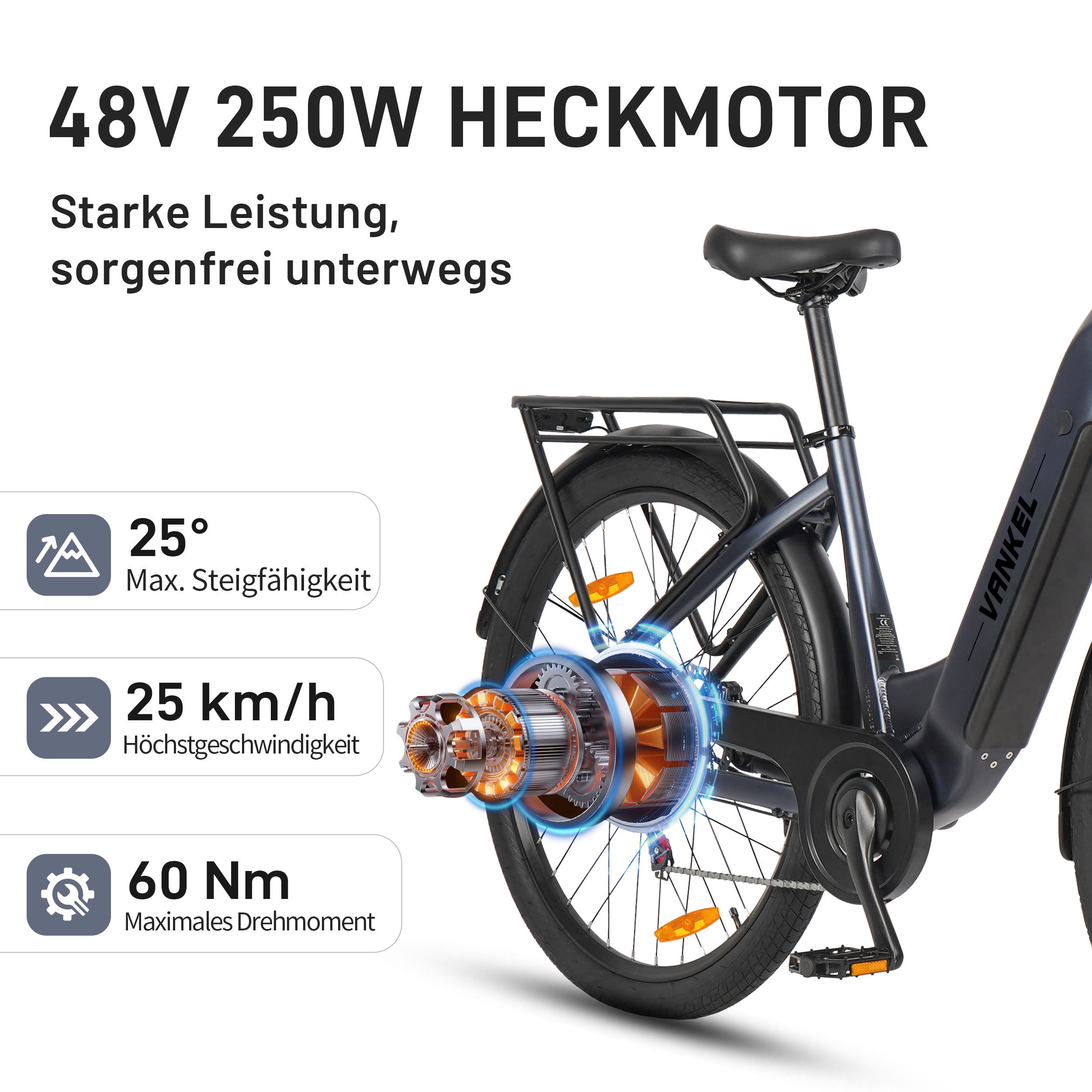 Vankel E-Bike Cityrad 26”×3,0/29”×2,4 Zoll E-Fahrrad Damen u. Herren 720 WH Pedelec 120 km, Kettenschaltung, Heckmotor, 720 Wh, Fat Mountain LG Akku All-Terrain mit Drehmomentsensor E-bikes