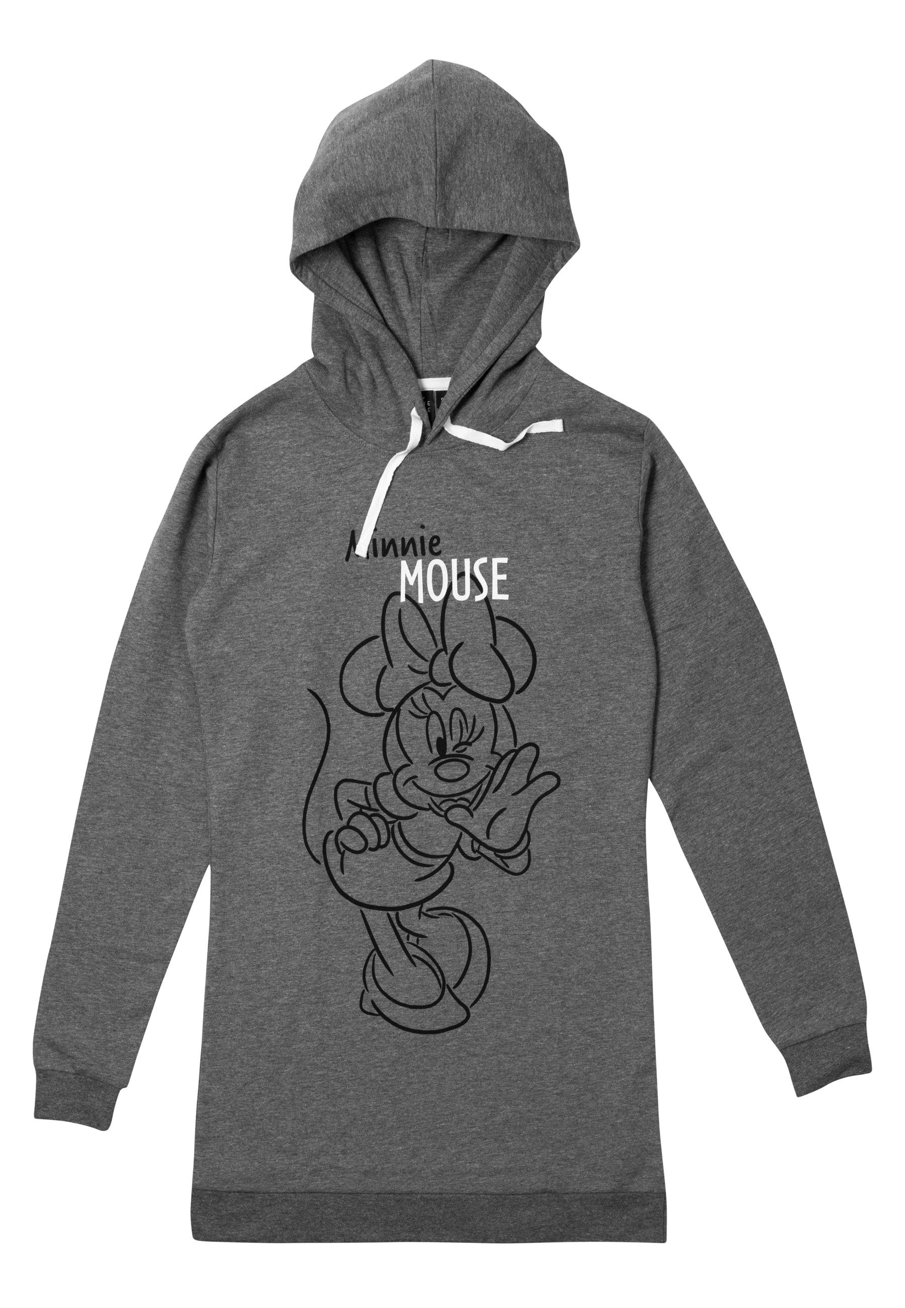 United Labels® Sweatshirt Minnie Mouse Sweatkleid Damen Oversize Hoodie Kapuzenpullover Grau