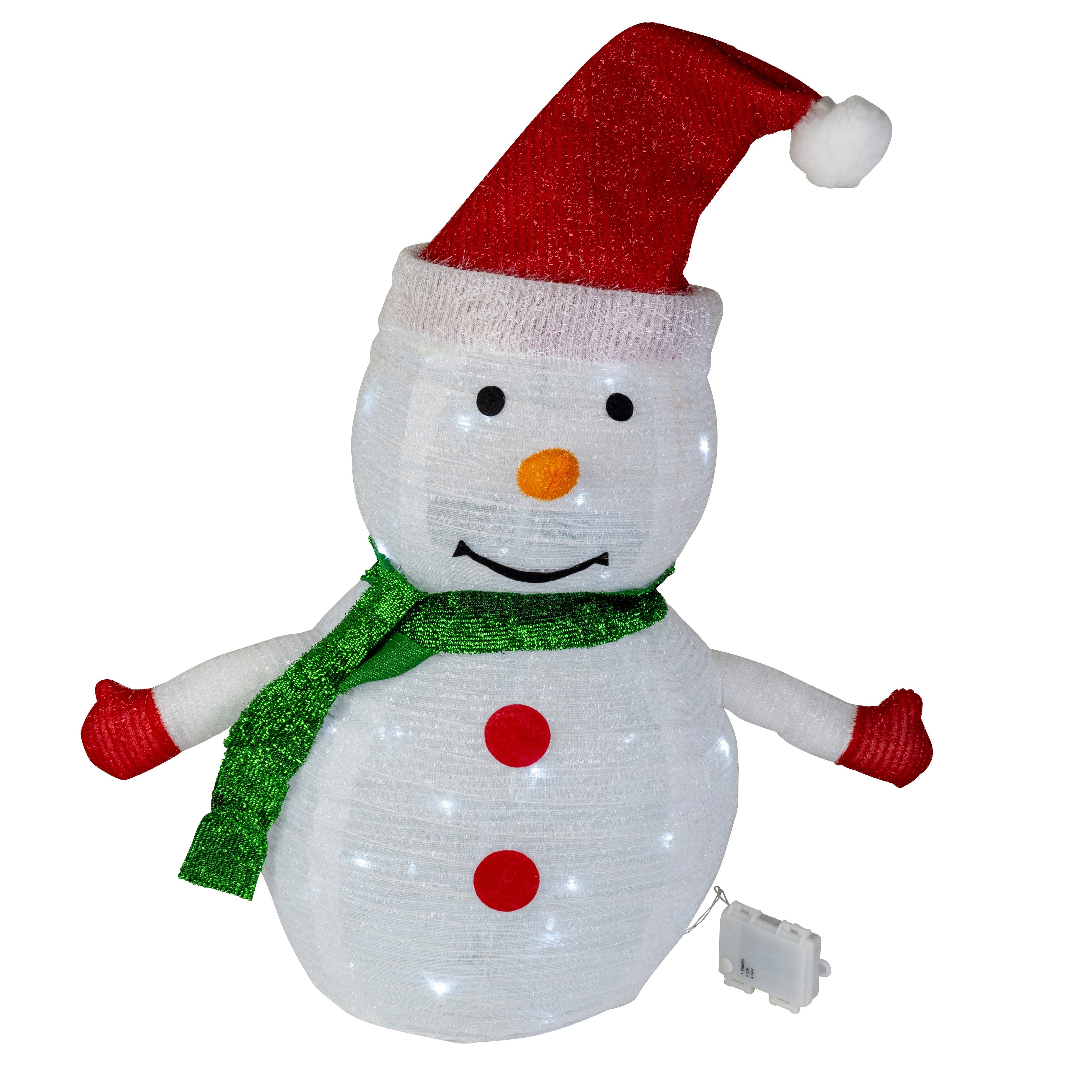 Star-Max Weihnachtsfigur LED 3D Popup Schneemann 45er kaltweiß 70x35cm IP44 Batterie Timer 3579