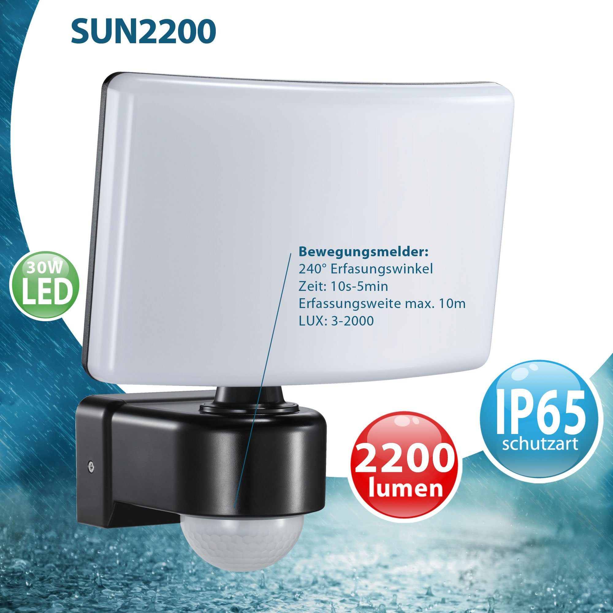 Maxkomfort LED Flutlichtstrahler SUN2200, mit Bewegungsmelder, LED fest int günstig online kaufen