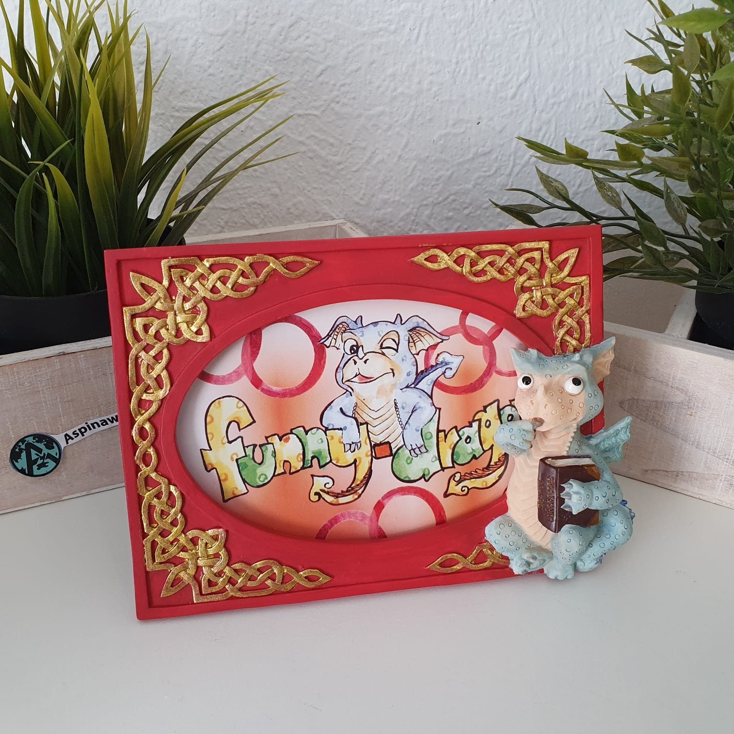 Aspinaworld Рамки Roter Рамки mit Drache 18 cm Fotorahmen, (1 St)