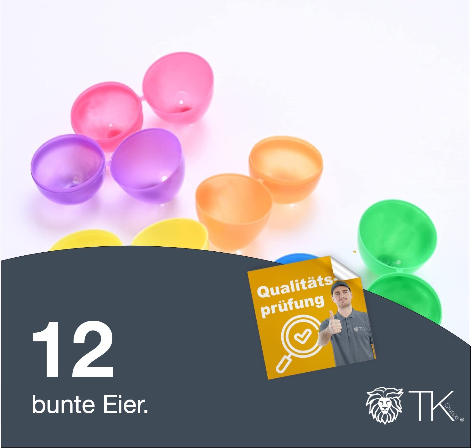TK Gruppe Osterei 12x Plastikeier Überraschungseier St) Ostereier Kunststoffeier (12