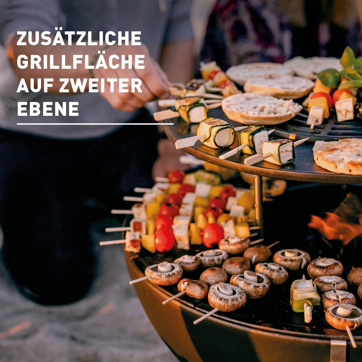 höfats Feuerkorb BOWL Warmhaltering, (Erweiterung des Bowl Sear Grate, Warmhalten oder Garen Dank optimaler Wärmespeicherung), höhenverstellbare zusätzliche Grillfläche auf zweiter Ebene