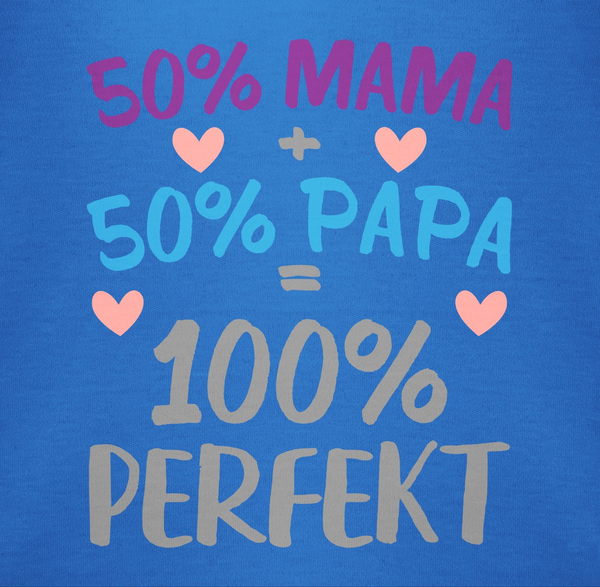 100 Perfekt % Shirtracer Shirtbody Royalblau 50 3 % Sprüche Papa % Baby 50 Mama