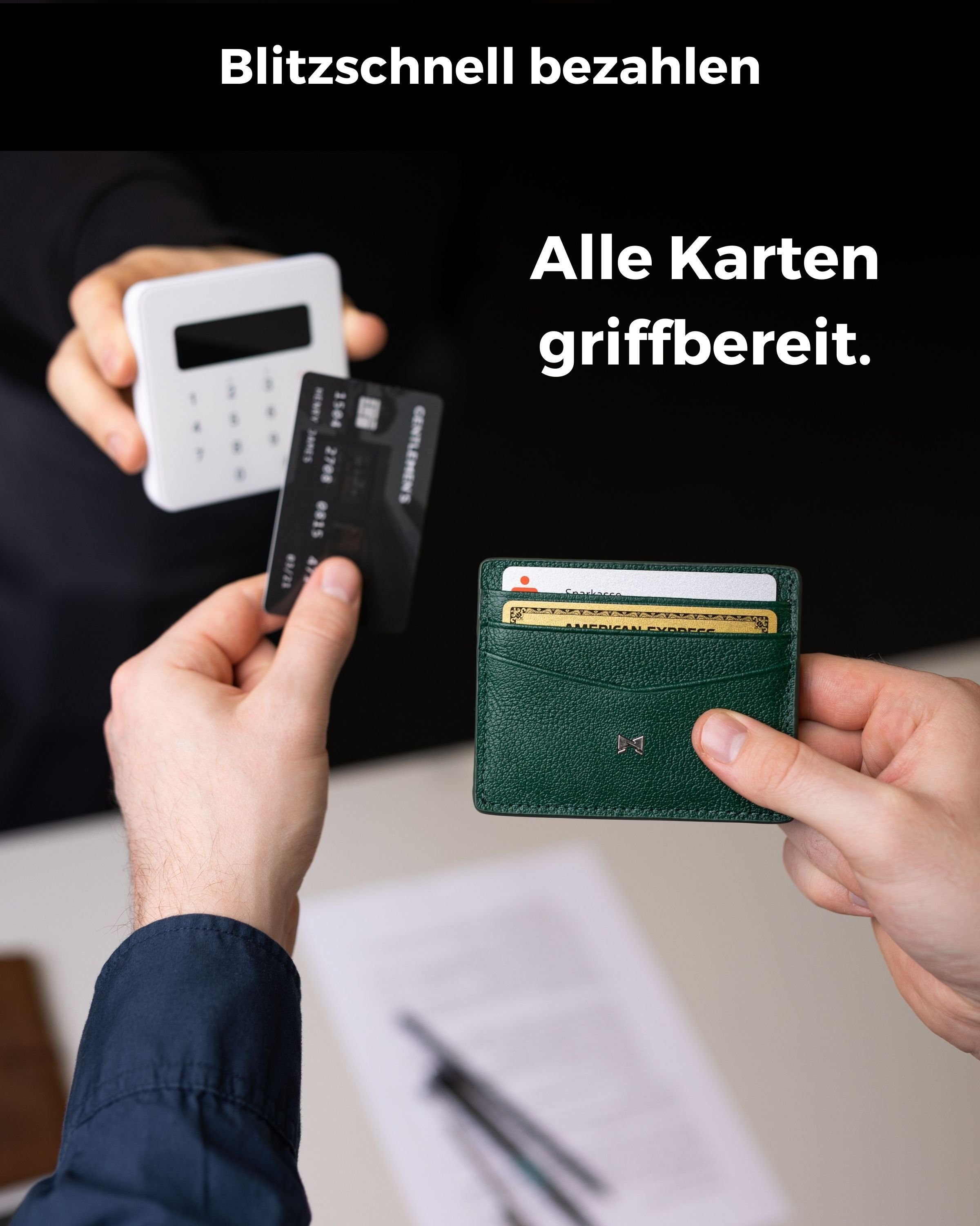 Gentlemen's Kartenetui - Kreditkartenetui mit Münzfach & RFID Schutz - Slim Wallet Herren, Slim Wallet Herren mit Scheinfach und AirTag-Fach – Bild 4 von 5