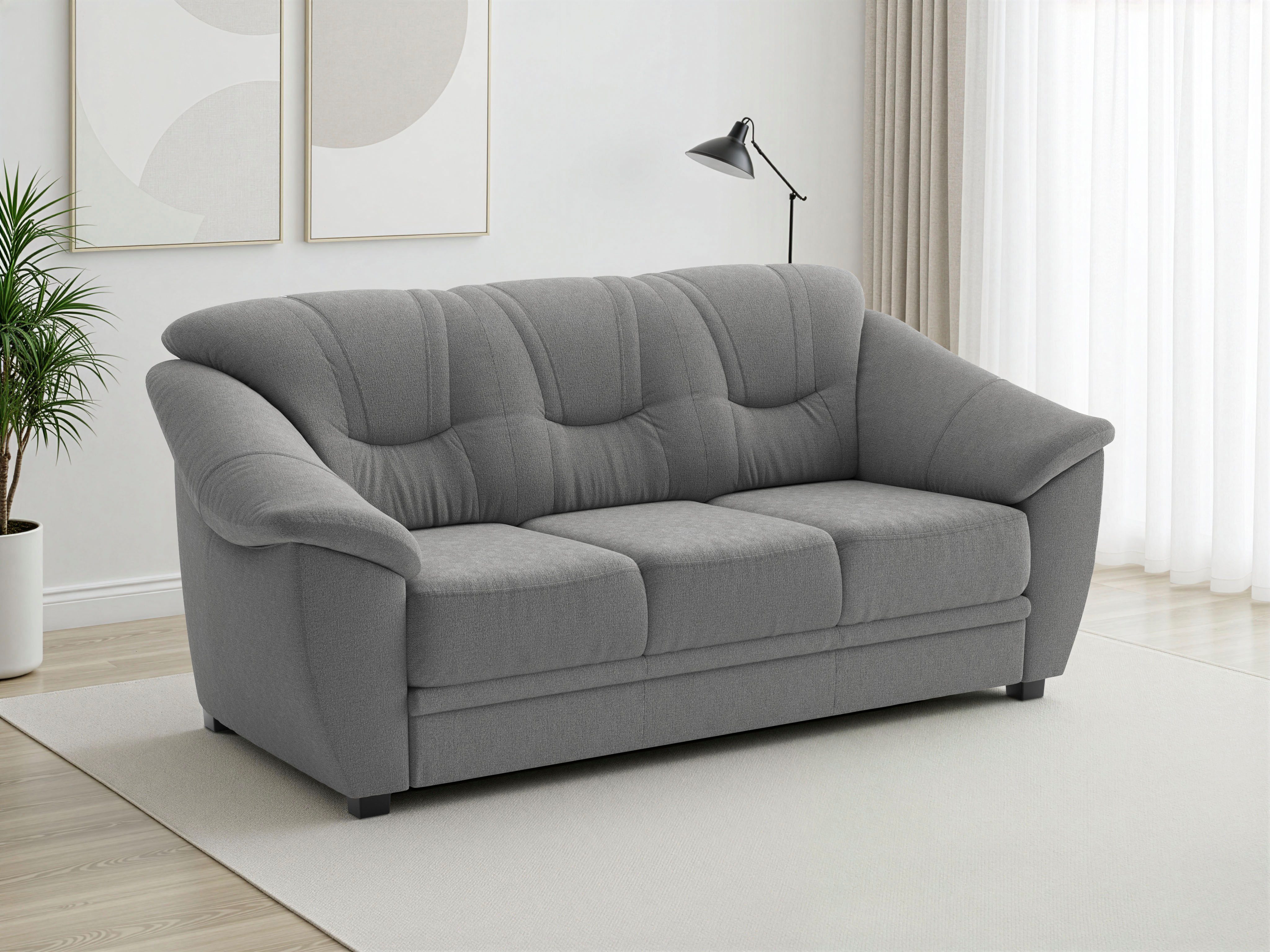 sit&more 3-Sitzer Savona, B: 198 cm, Federkern, Komfortsitzhöhe 46 cm, optional Schlaffunktion, Liegefläche 190x137cm, Stoff- & Lederauswahl