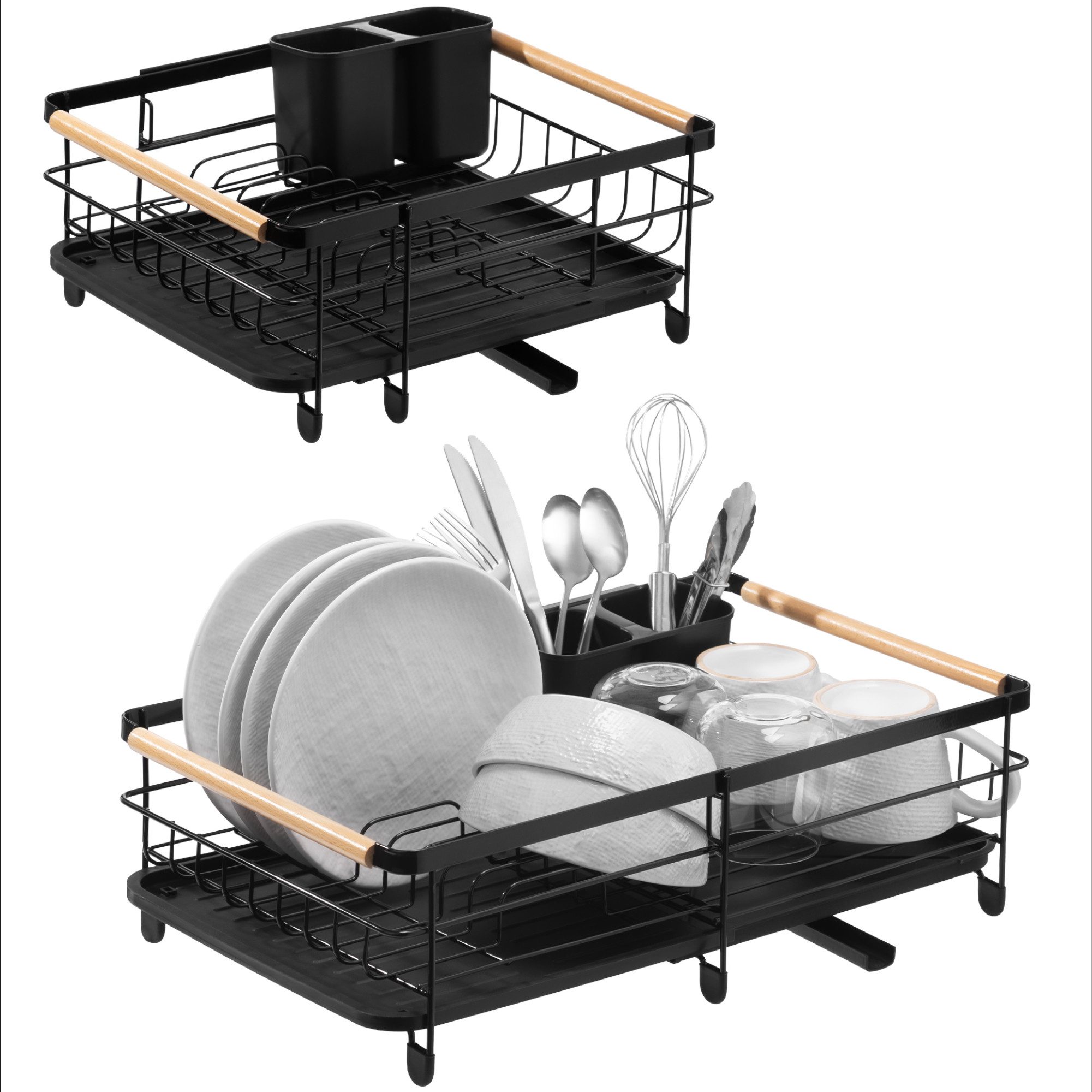 Geschirrständer Abtropfschale für Küchen Spüle - Abtropfgestell Geschirr Schwarz