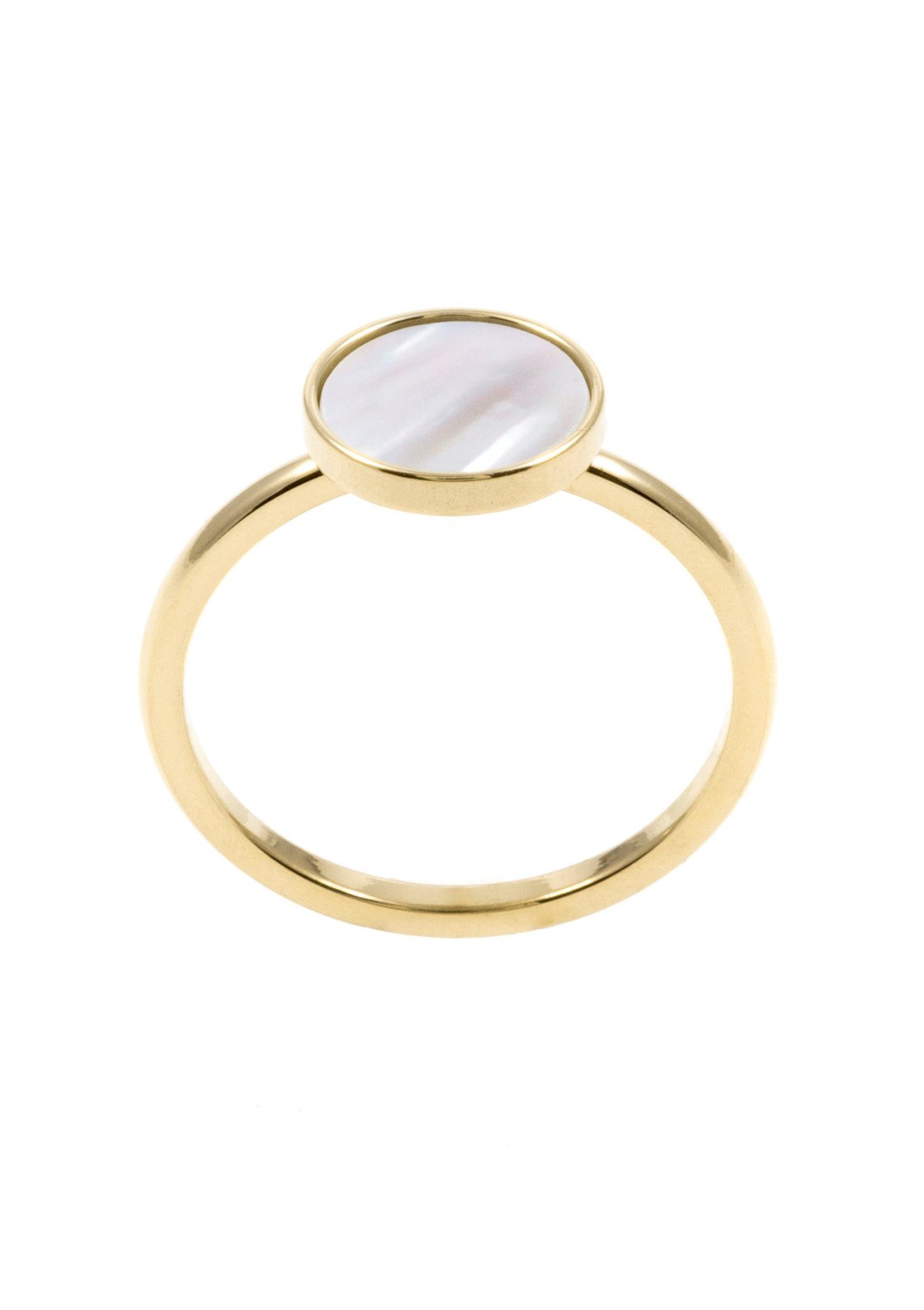 Hey Happiness Fingerring Kreis Muschel 18K Gold Roségold, Edelstahl Damen Ring Geo Plättchen, Geschenk Idee