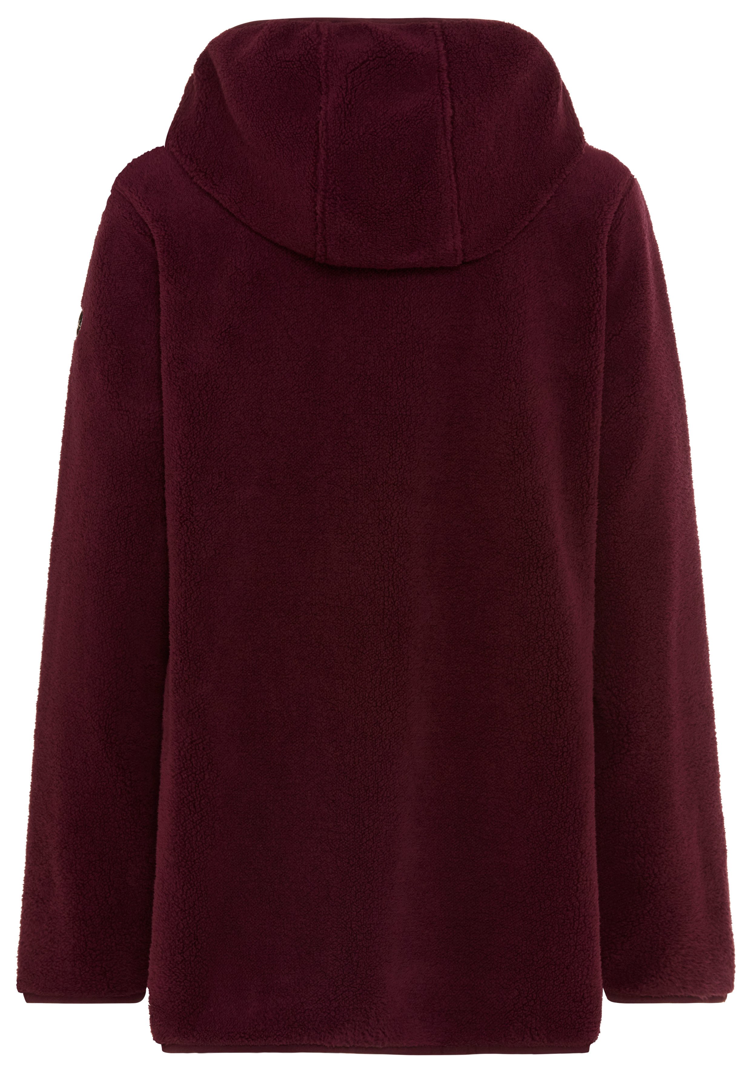 Polarino Fleecejacke mit Kapuze, wärmendes Polyester-Fleece, atmungsaktiv, unifarben