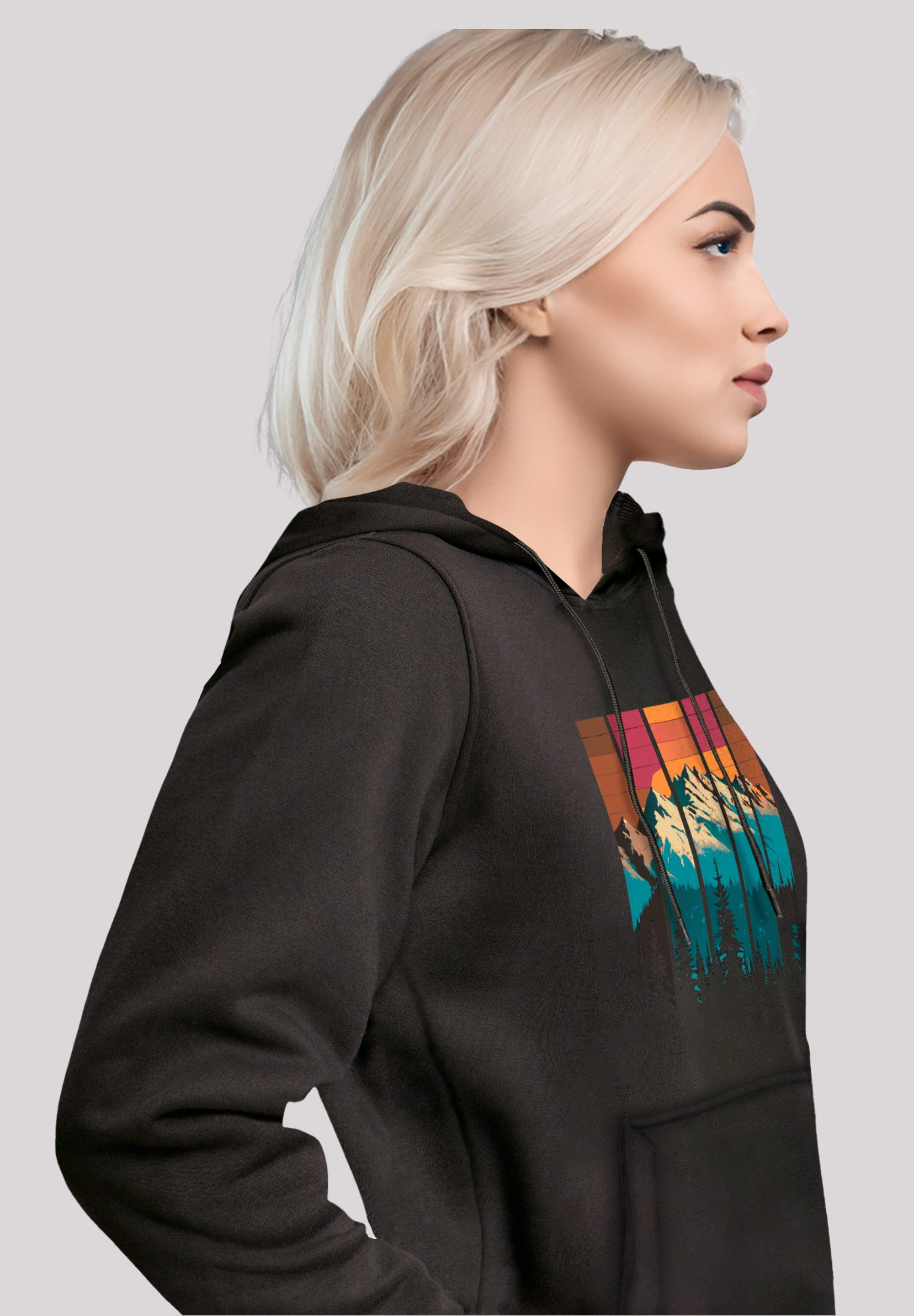 F4NT4STIC Kapuzenpullover Berg Sonnenuntergang Retro Premium Qualität