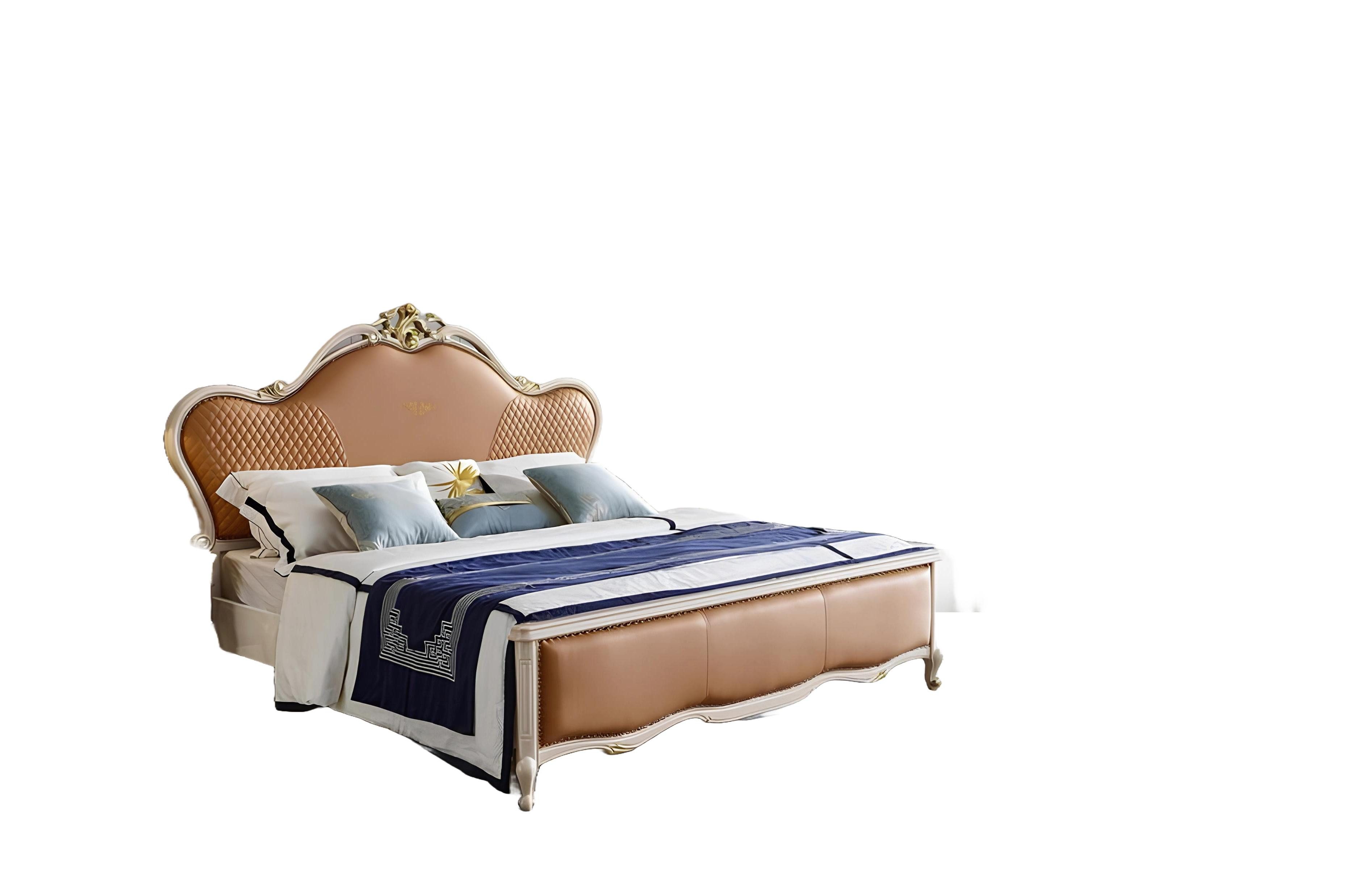 Xlmoebel Bett Doppelbett aus Leder und Echtholz für modernes Schlafzimmer (Doppelbett, Bett), Hergestellt in Europa
