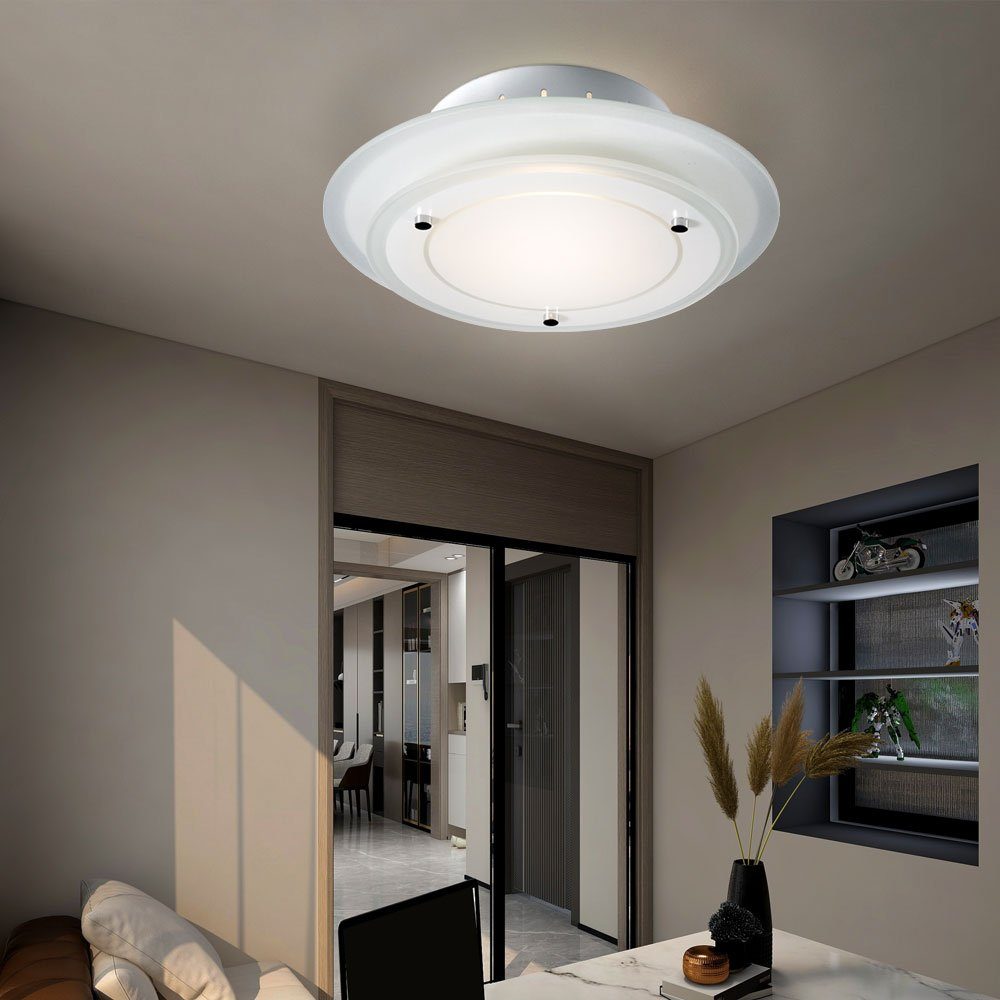 Esto LED Deckenleuchte, Leuchtmittel nicht inklusive, Deckenleuchte Deckenlampe Beleuchtung rund Metall Glas Lampe