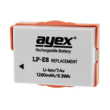 ayex 2x ayex LP-E8 Li-Ion Akku für z.B. Canon EOS 550D, 600D, 650D, 700D Kamera-Akku