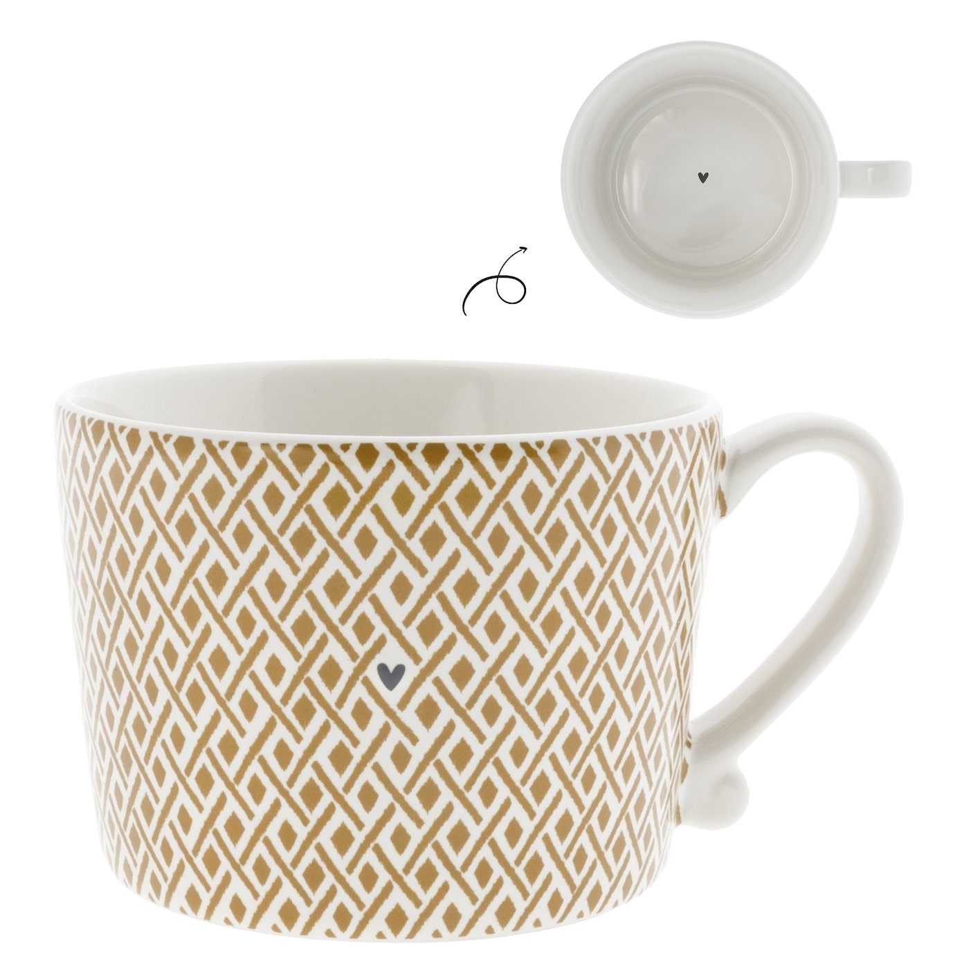 karamell, Henkel mit Tasse Keramik Collections Bastion Tasse Keramik, weiß Little Check handbemalt