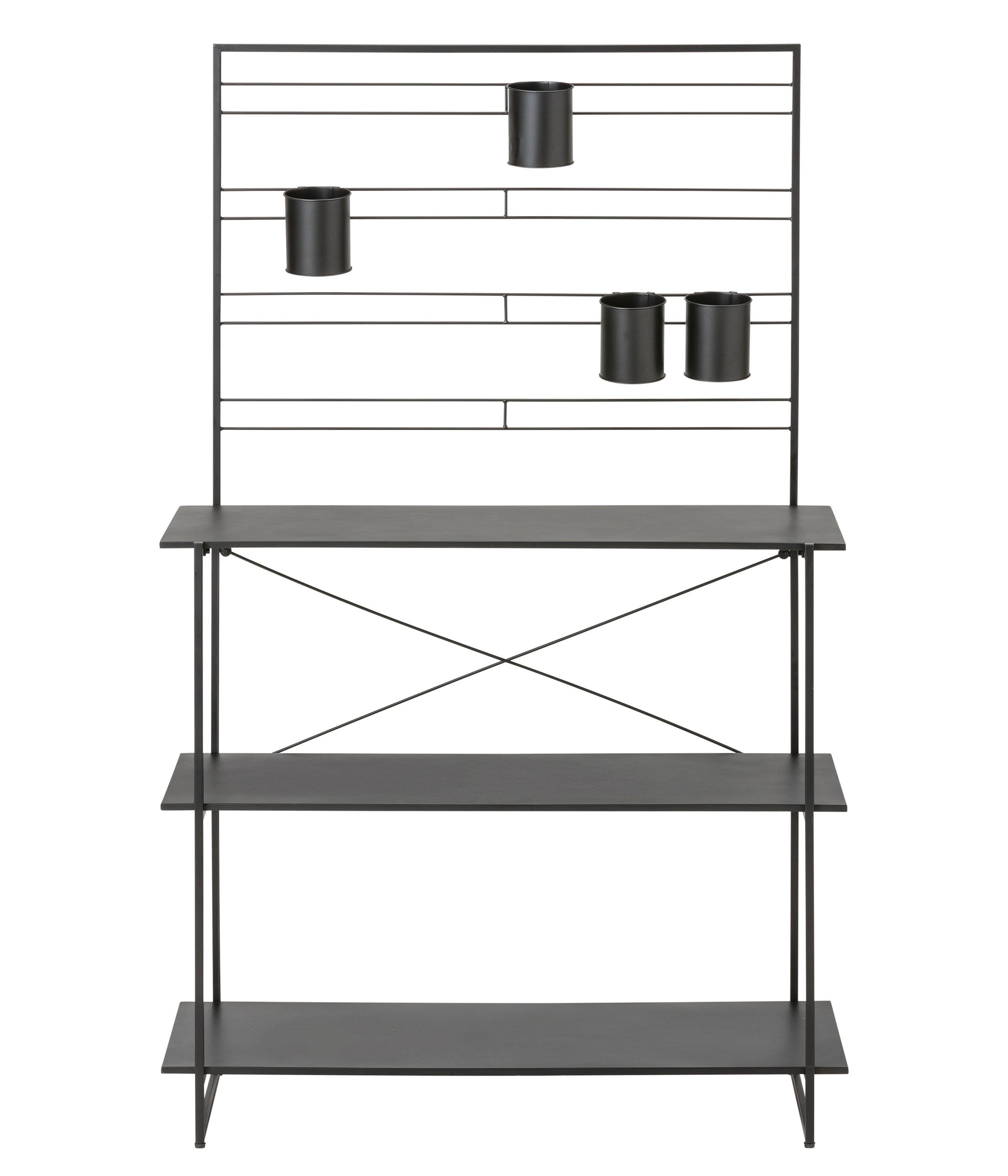 Dehner Pflanztisch Gartenarbeitstisch Provence, 100 x 40 x 160 cm, Metall, schwarz, hochwertiges Pflanzen Regal für Terrasse / Balkon