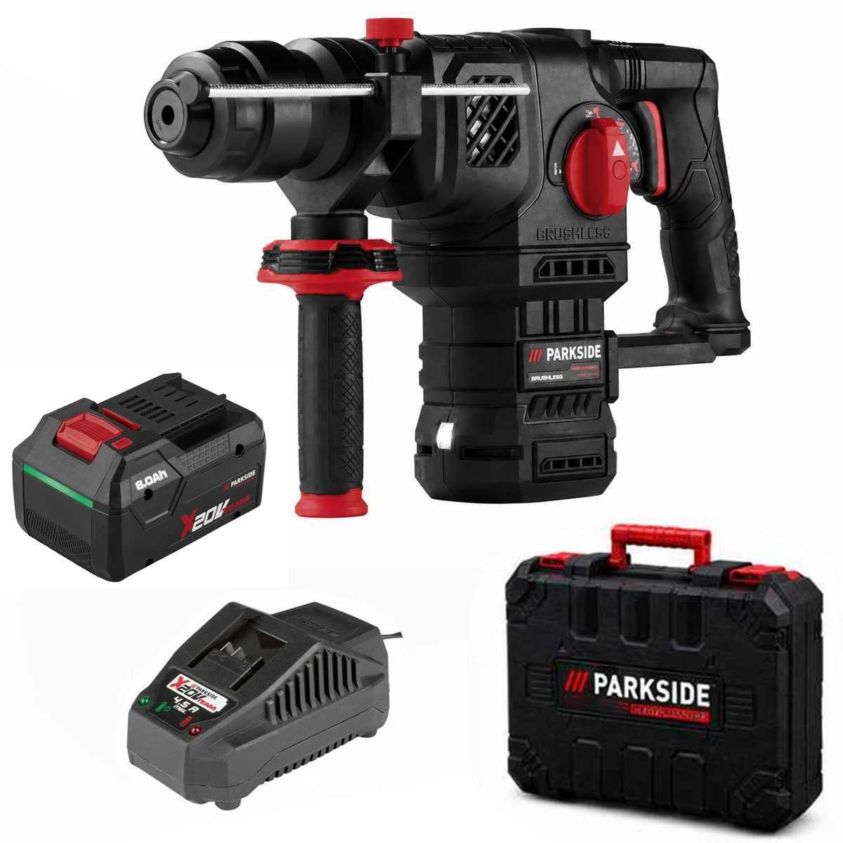 PARKSIDE PERFORMANCE® Kombihammer 20V Akku-Kombihammer PKHAP 2058i 5,8J, Akku 8.0 Ah,Ladegerät, 20 V