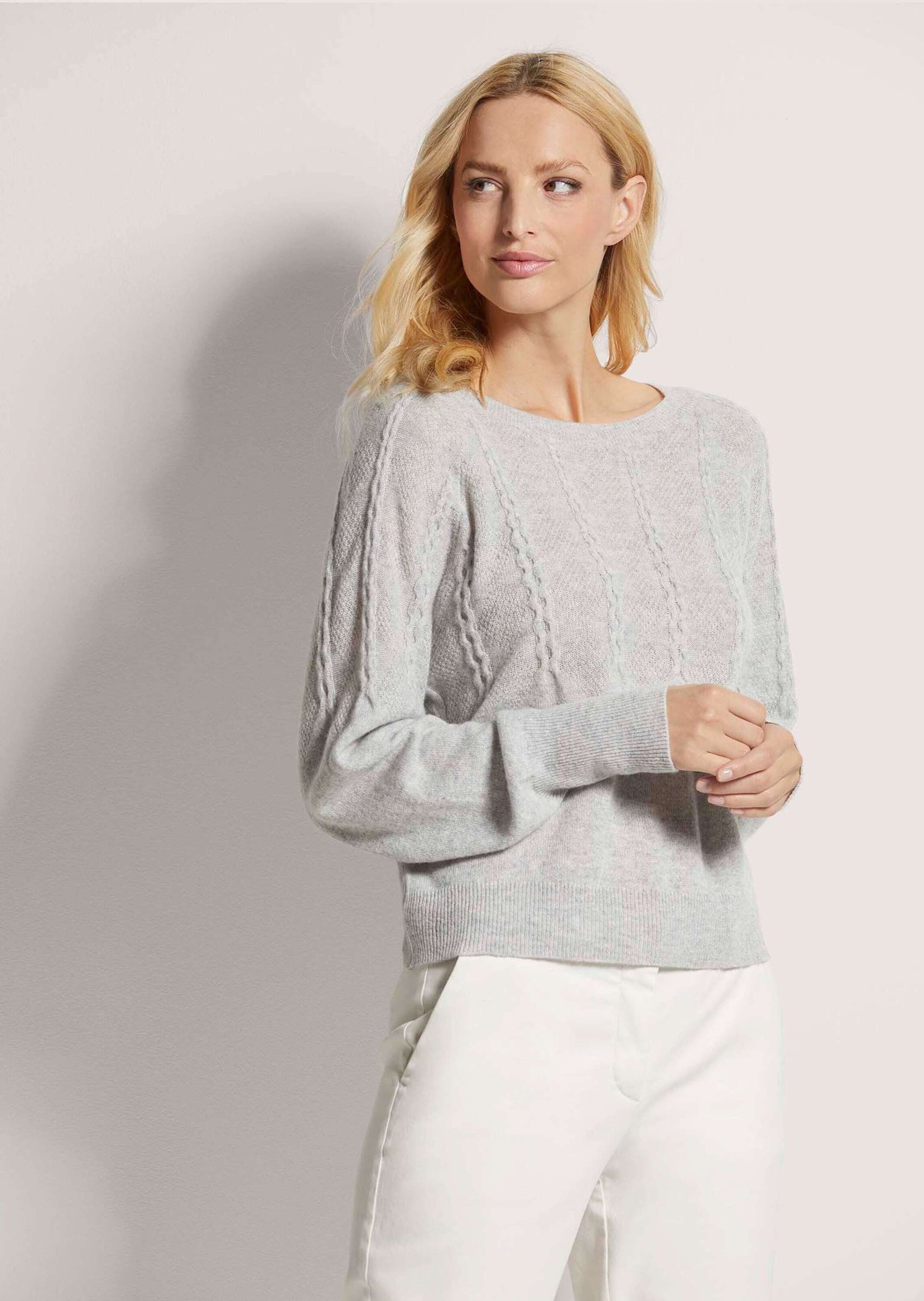 Strickpullover Rundhals-Pullover mit Zopfmuster