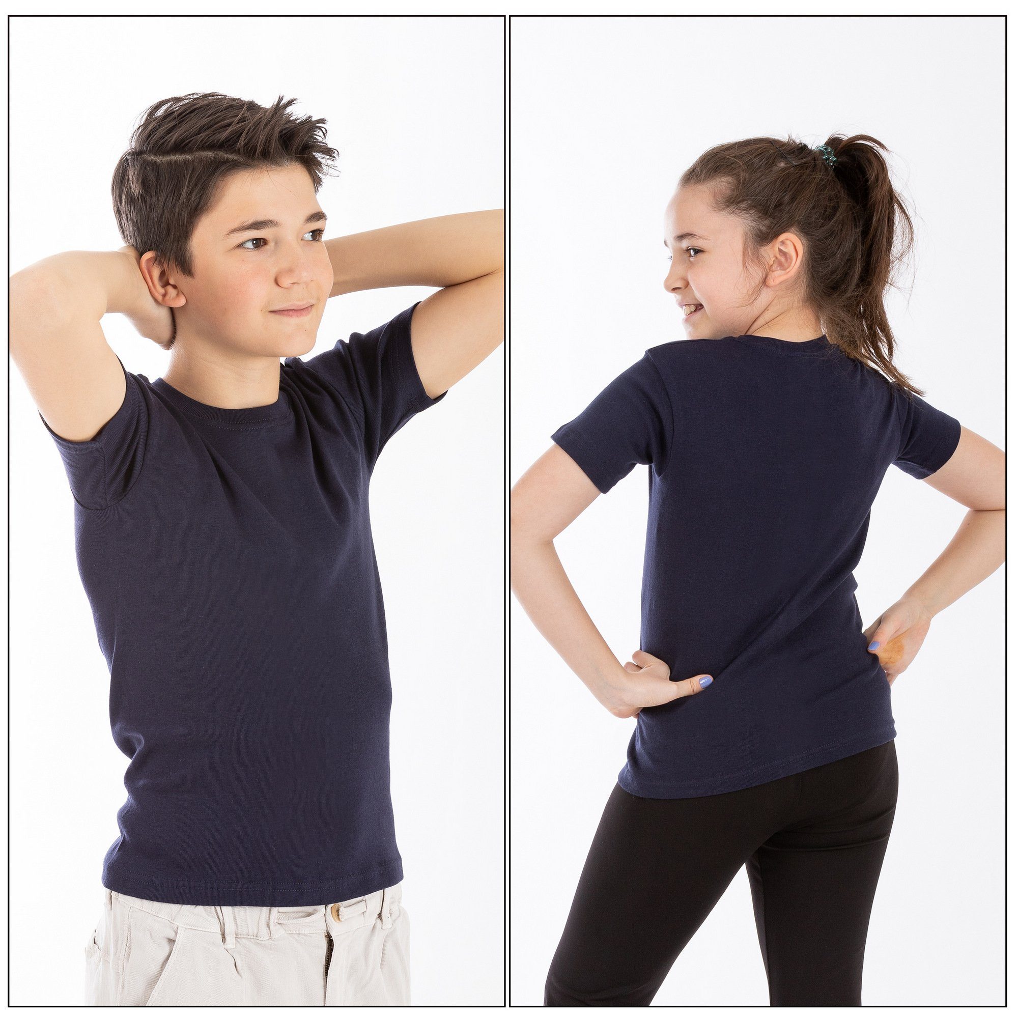 Mädchen Unterhemd Kurzarm 5-St) Dunkelblau 100% 5 T-Shirt Unterhemd (Spar-Packung, Shirt LOREZA & Baumwolle - Jungen