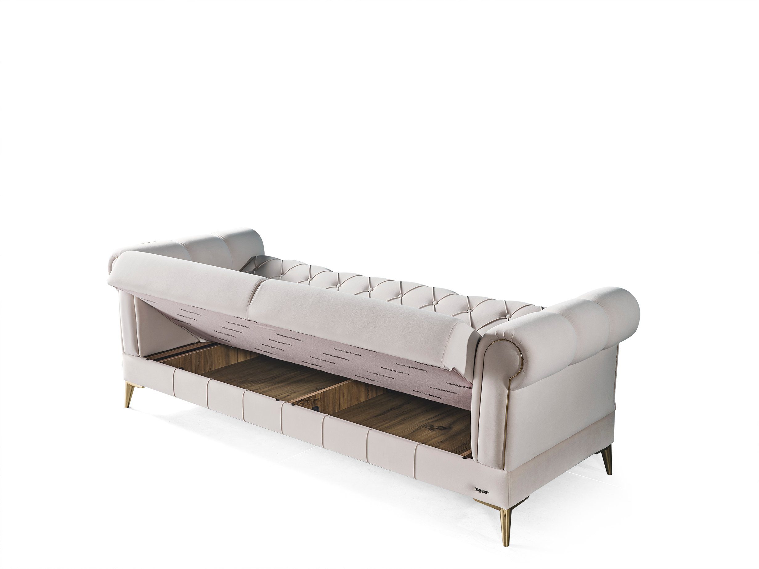 1 Quality,strapazierfähiger Möbel Sofa QUEBEC, Villa Handmade Creme Mikrofaser Teil, Samtstoff
