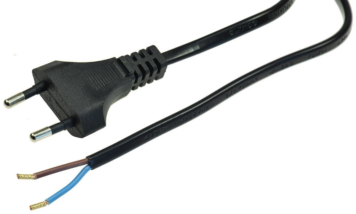 Ende 1,5m Stecker blankes Kabel, Netzkabel ChiliTec Verlängerungskabel Euro