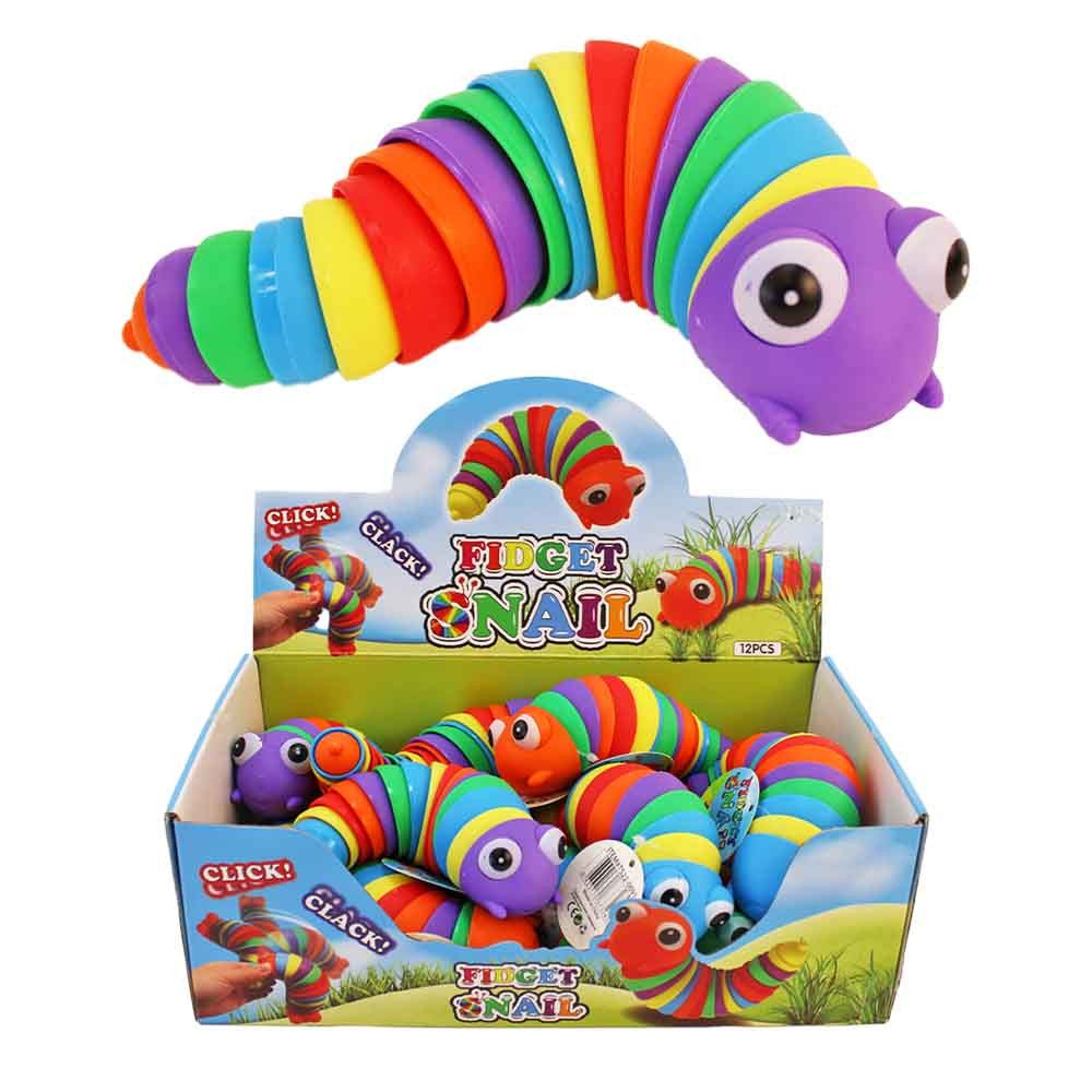 BEMIRO Fidget-Gadget Fidget Regenbogen Schnecke beruhigend - ca. 19 cm