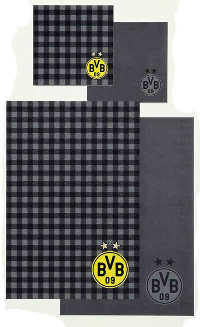 BVB L Borussia Dortmund Bettwäsche Streifenmuster 2-teilig Kissen & Decke 