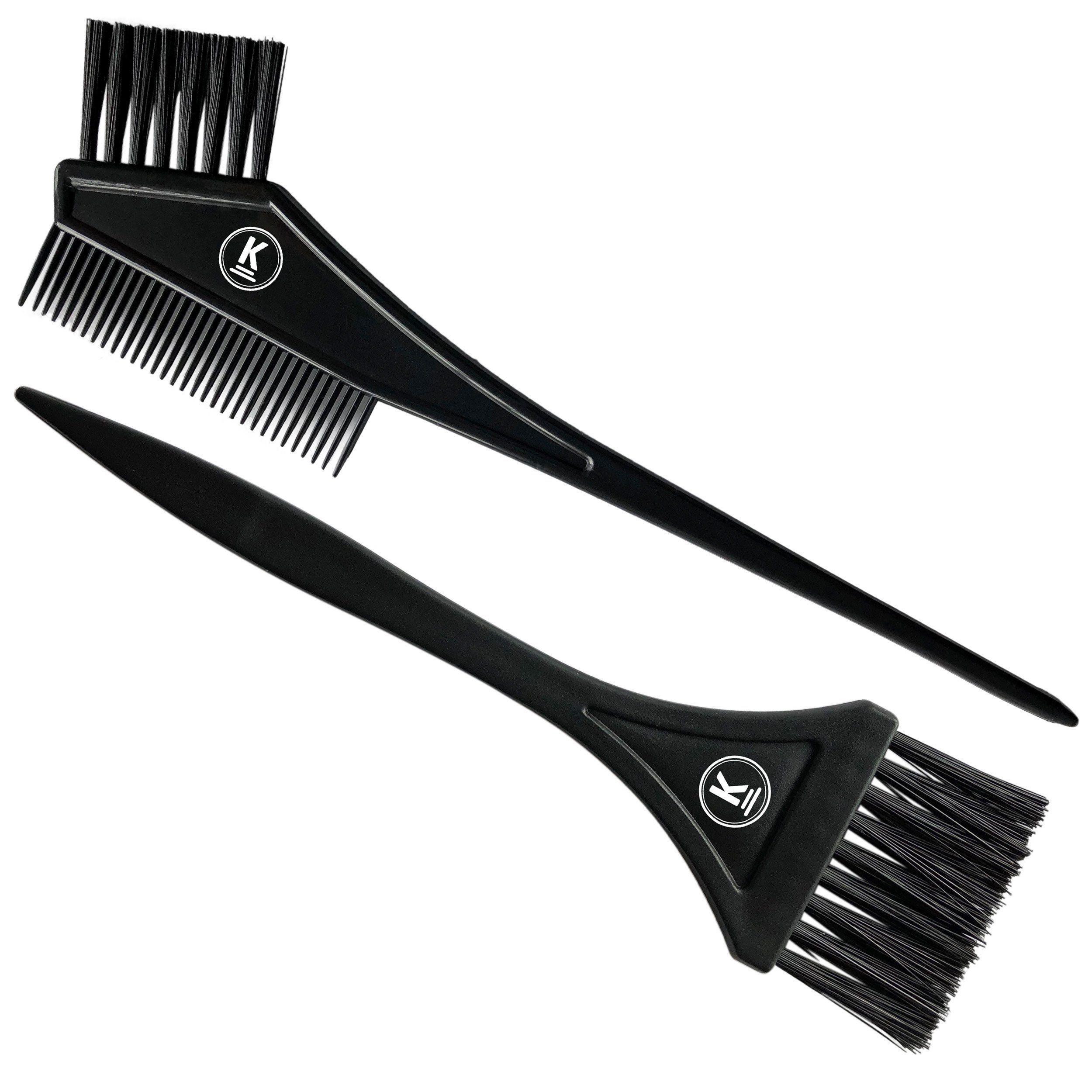 K-Pro Strähnenkamm Färbepinsel Set - Farb Pinsel breit zum Haare färben, schwarz mit Kamm