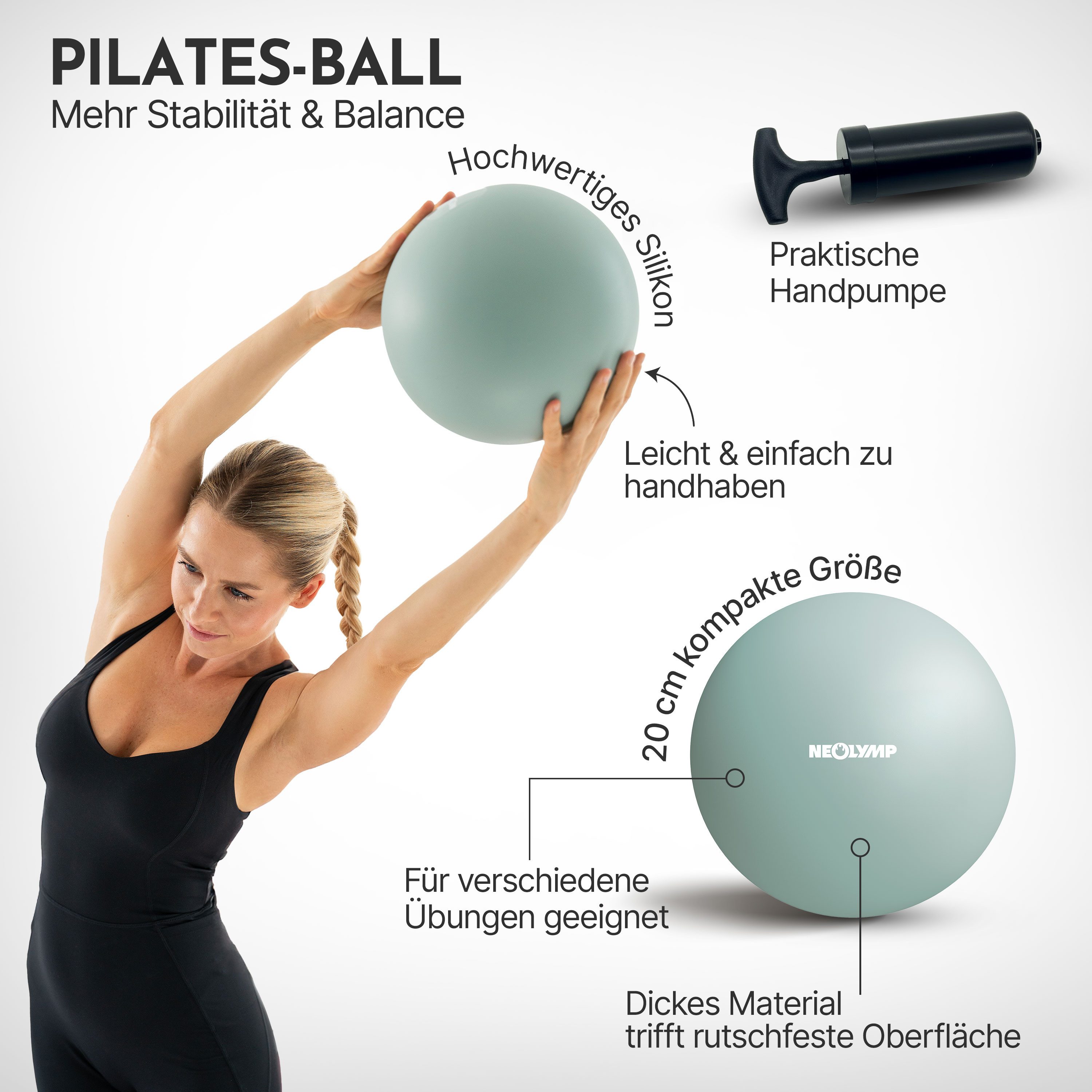 NEOLYMP Pilates-Ring Pilates Set für Zuhause – Pilates Ball, Pilates Ring & Gewichte (Set, Pilates Essential Kit Damen & Anfänger - Home Pilates), Pilates Zubehör Set – inkl. Pilates Bänder, 1kg Hanteln & E-Book