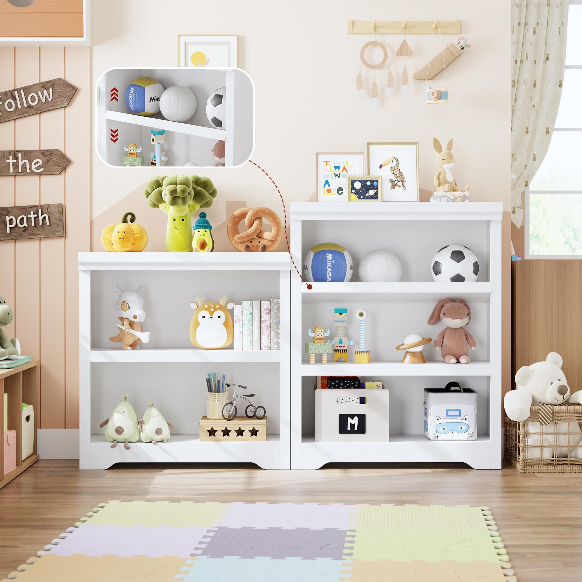 GarveeMore Bücherregal 100 Cm Hohes Bücherregal 3 Etagen Offenes Bücherregal