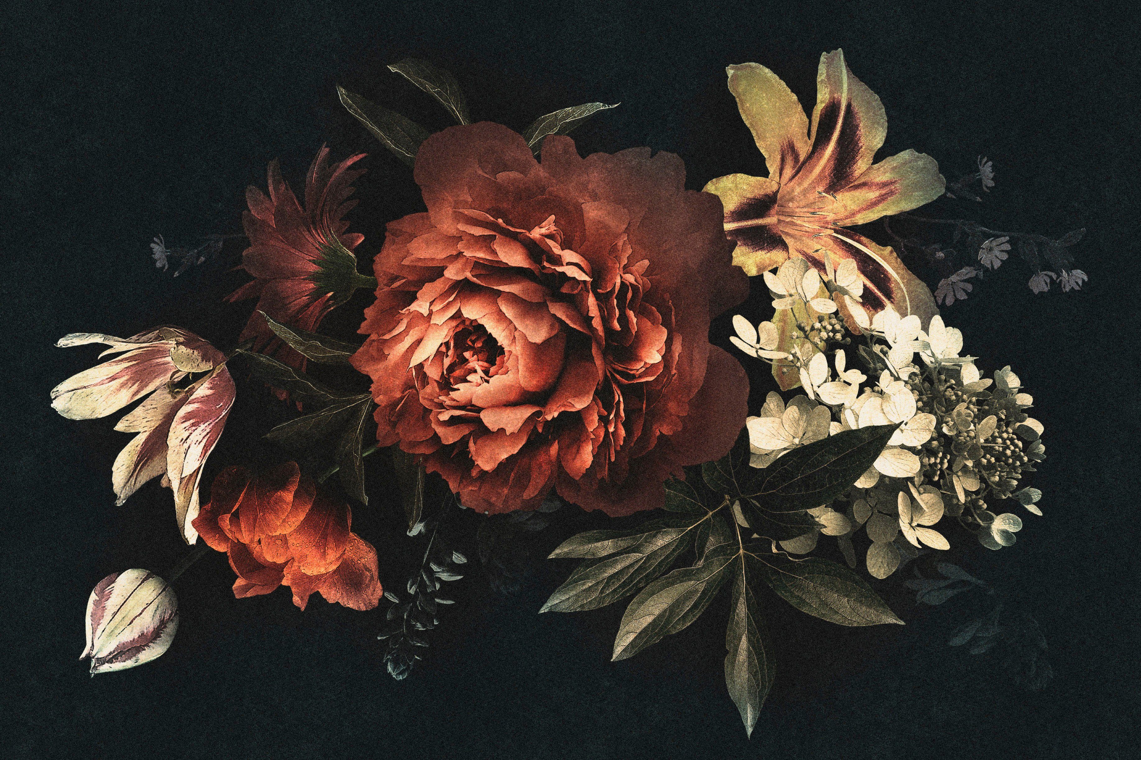 A.S. Création Leinwandbild drama queen, St), Floral schwarz, (1 Keilrahmen Blumen rot, Blumen Bild beige