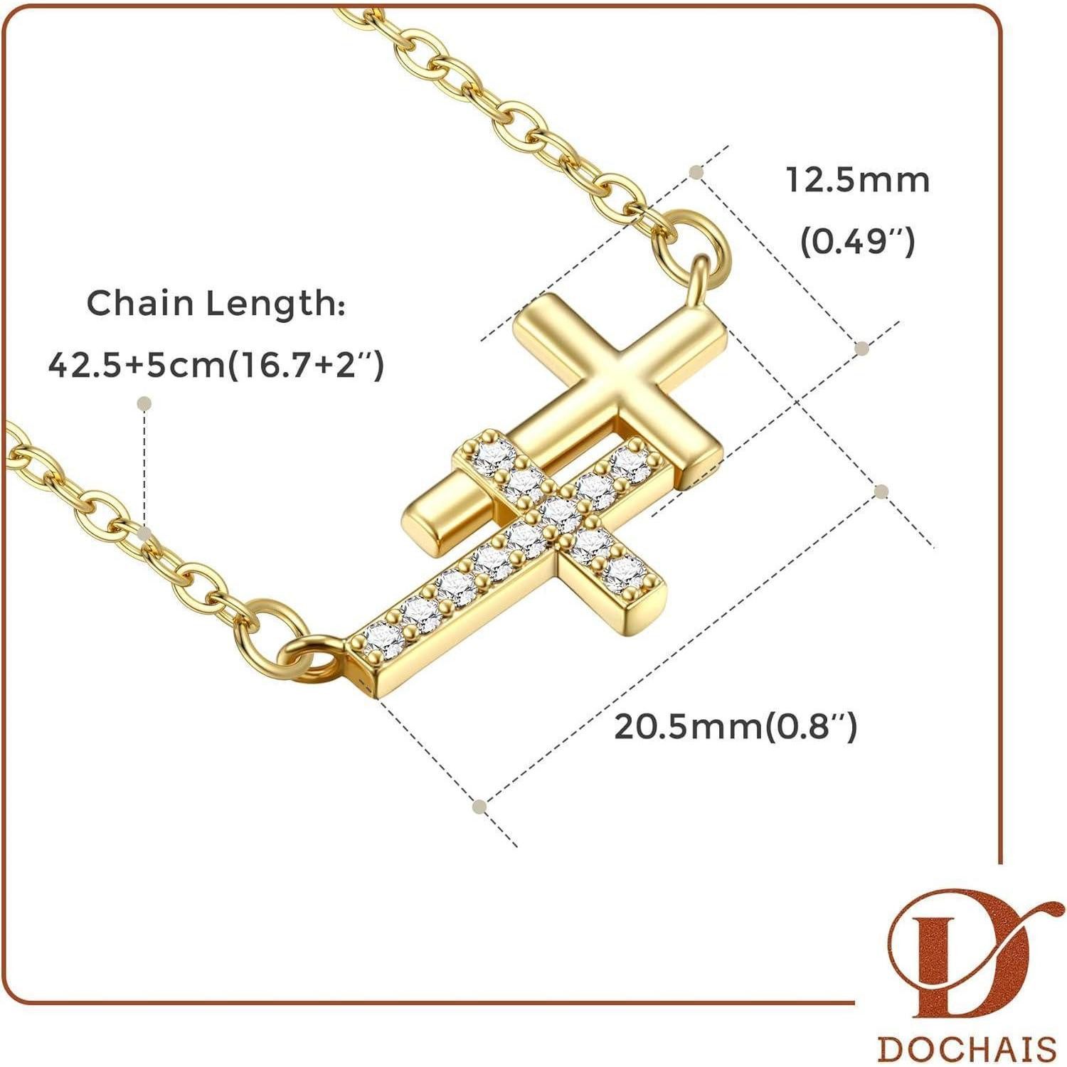 LuxusKollektion Kreuzkette Kreuz Kette Damen Gold Silber Halskette Frauen mit Anhänger