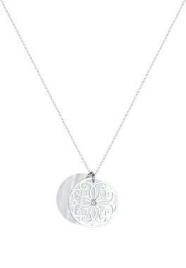 Elli Premium Kette mit Anhänger Ornament Perlmutt Topas 925 Sterling Silber