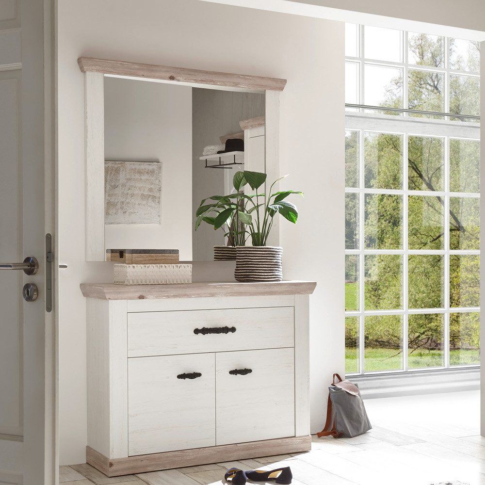 Lomadox Garderoben-Set FERNA-61, (Spar-Set, 2-St), Pinie weiß Nb. mit Pinie günstig online kaufen