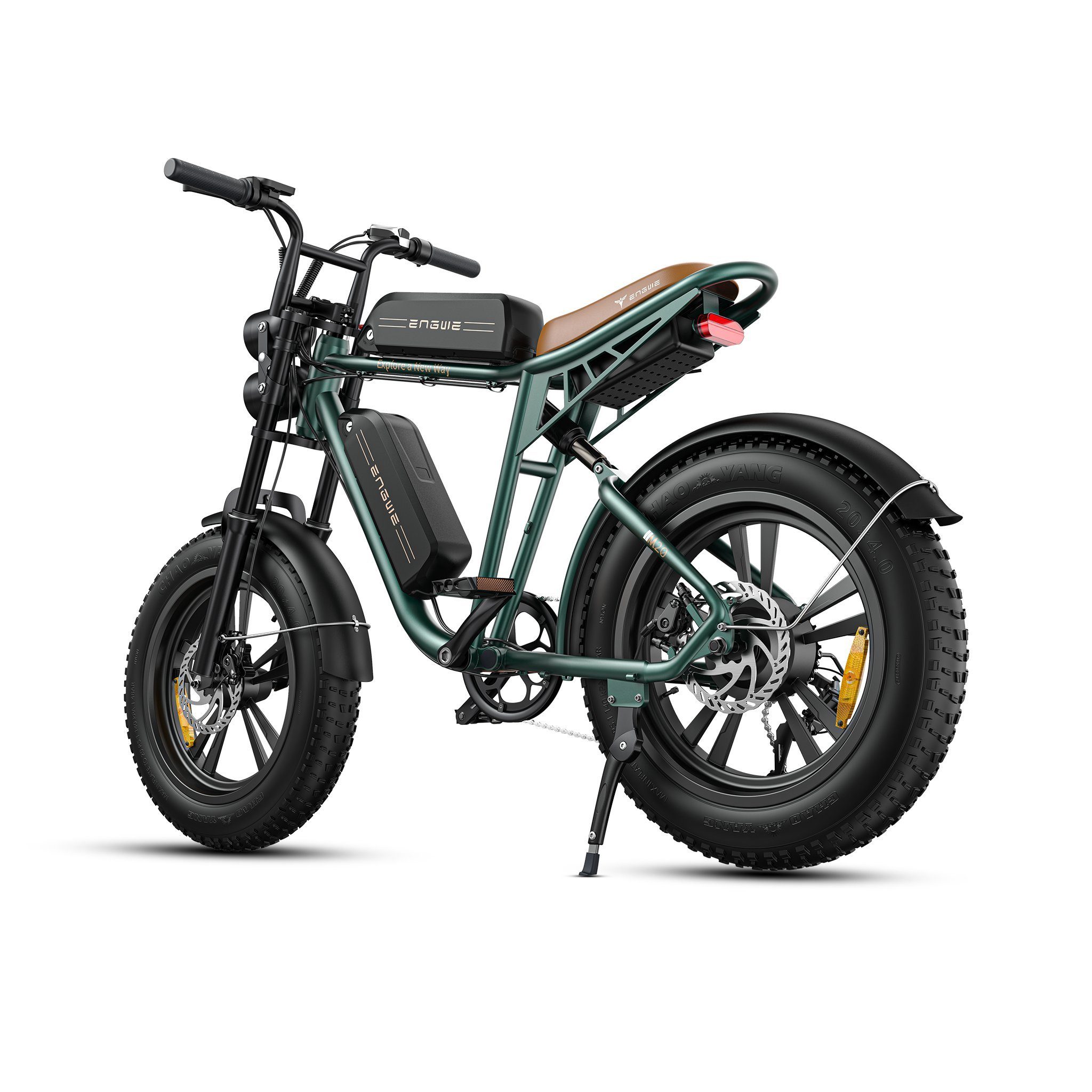 ENGWE E-Bike M20 Doppelbatterie 48V26Ah E-Motorrad 40km/h, 7 Gang, Hinterer Motor, (Set, Mit Batterieladegerät), Akku-Reichweite bis zu 172 km grün