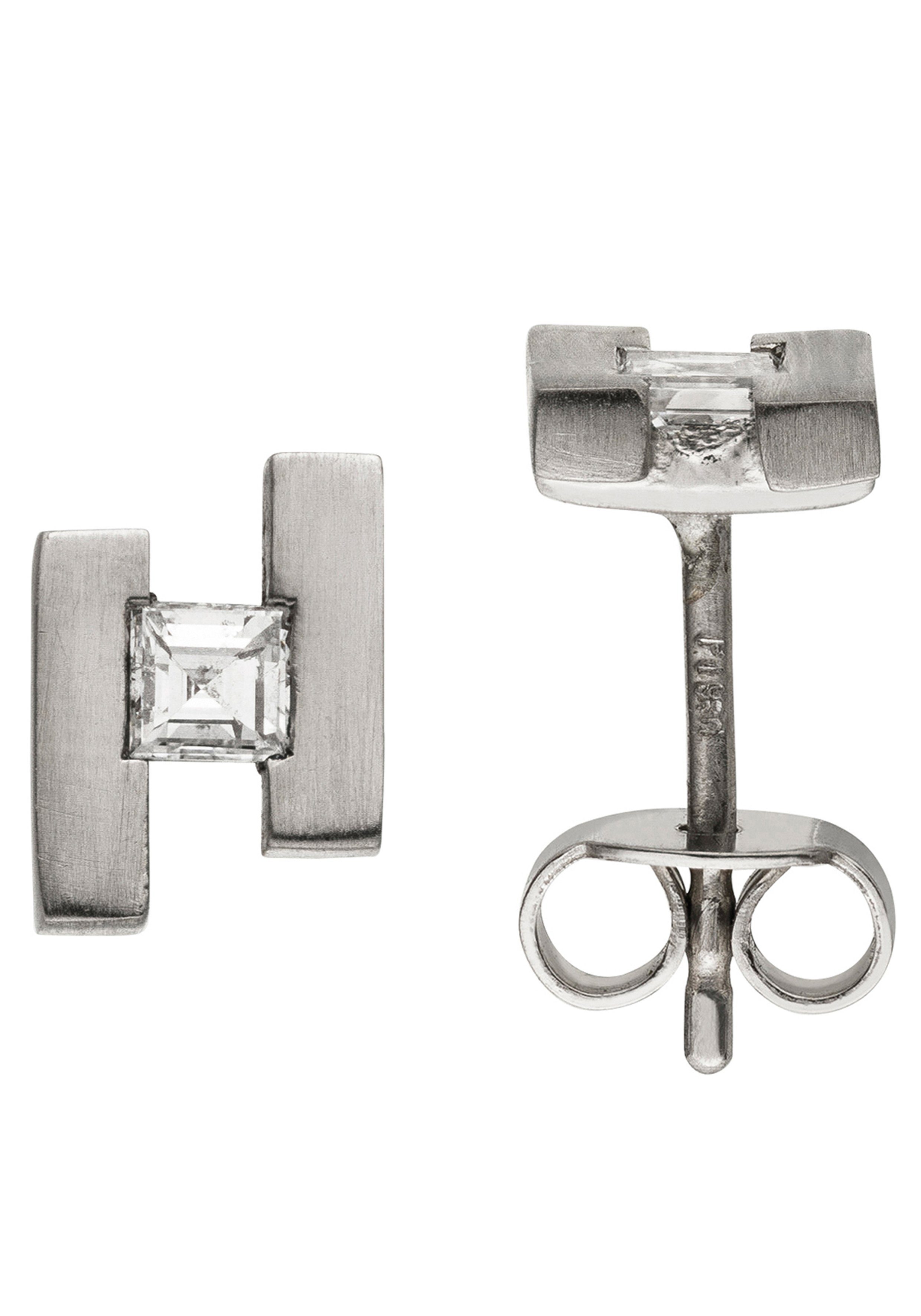 JOBO Paar Ohrstecker Ohrringe Platinohrringe 8 mm, 950 Platin mit 2 Diamanten im Caree-Schliff
