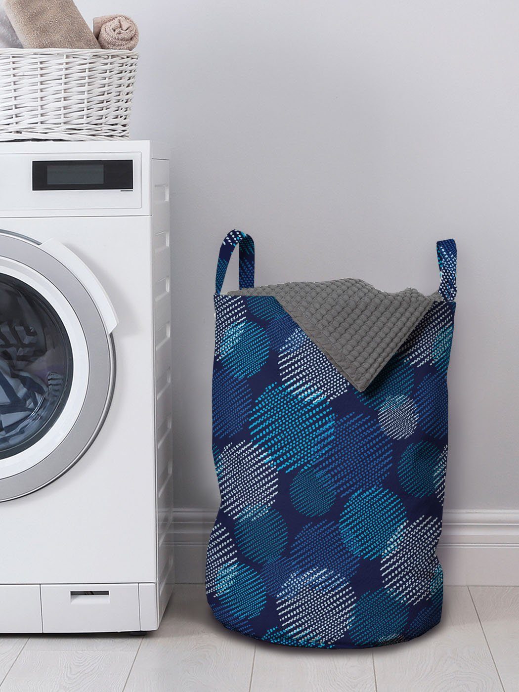 Abakuhaus Wäschesäckchen Wäschekorb mit Griffen Modernes für Abstrakt Kordelzugverschluss Tupfen Waschsalons