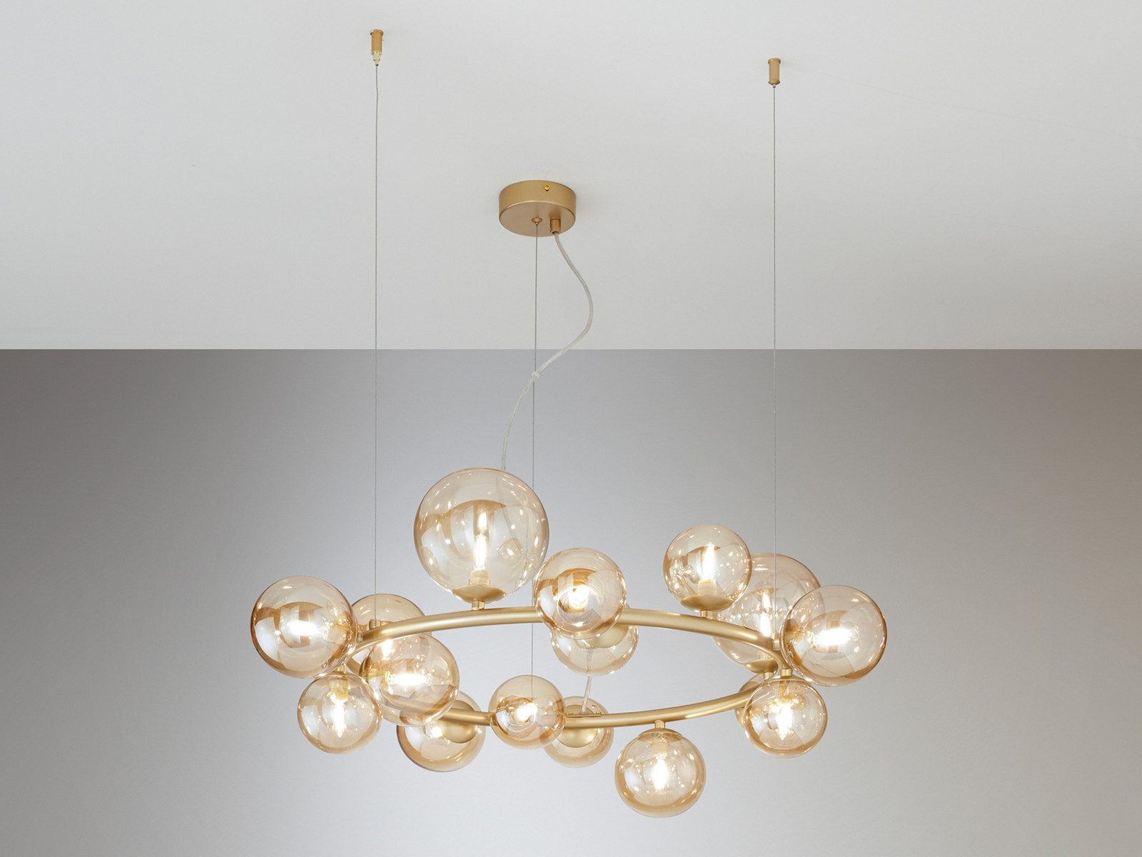 Luce Ambiente Design LED Pendelleuchte 16-flammig mit Glas-Kugeln Ø82cm, Dimmfunktion, LED wechselbar, Warmweiß, ausgefallen-e große Hänglampe mehrflammig hängend über Esstisch