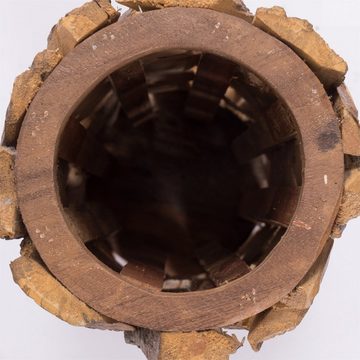 CREEDWOOD Dekosäule BODEN SÄULE "VELA", 58 cm, Teakholz, Bodenleuchter, Holz Vase
