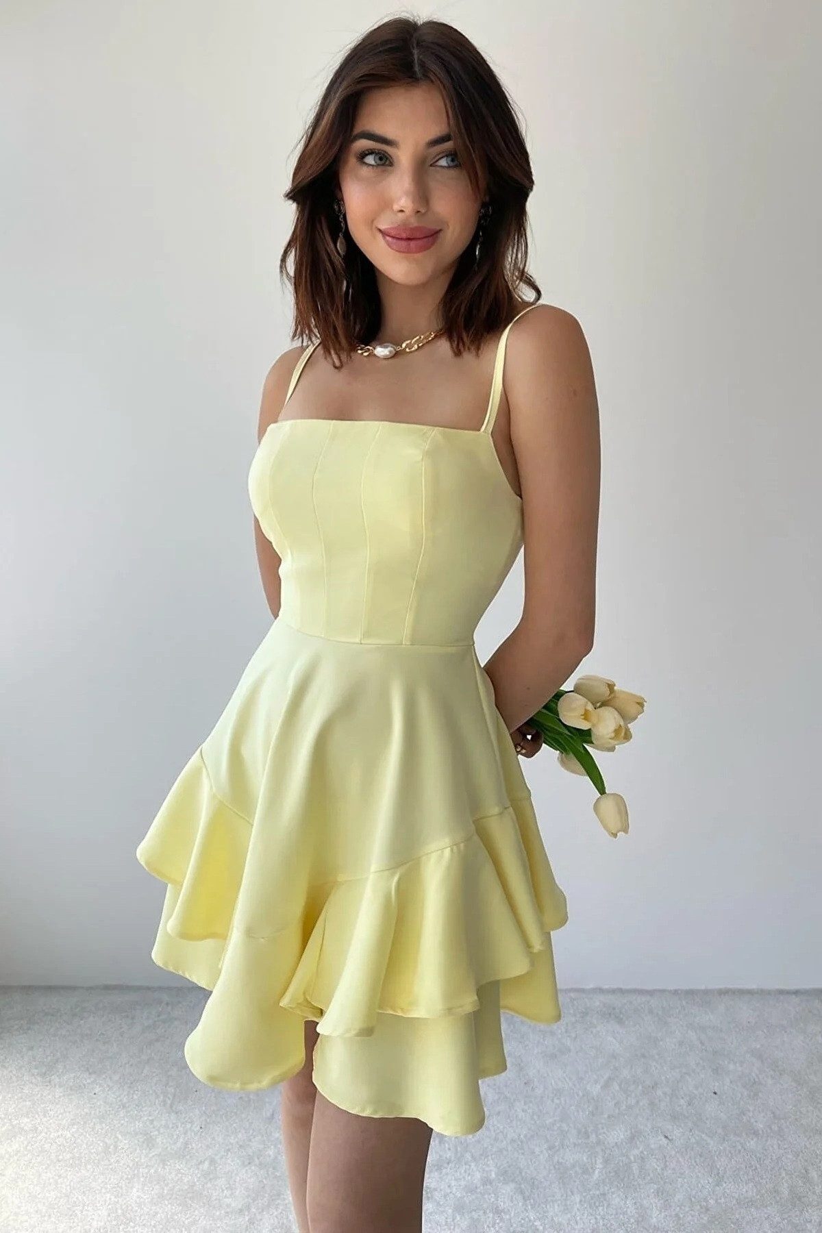 WOMAN VISION Minikleid Kleid mit dünnen Trägern