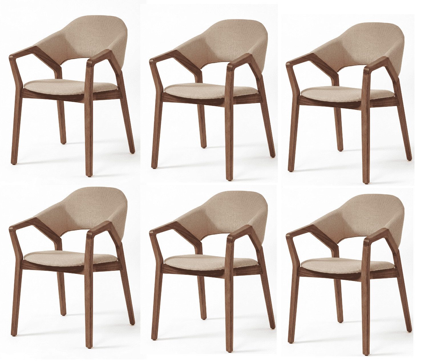 JVmoebel Sitzgruppe Organic Modern Esszimmerstühle 6er Set Beige Textil Armlehnenstühle, (6-tlg., 6-tlg)